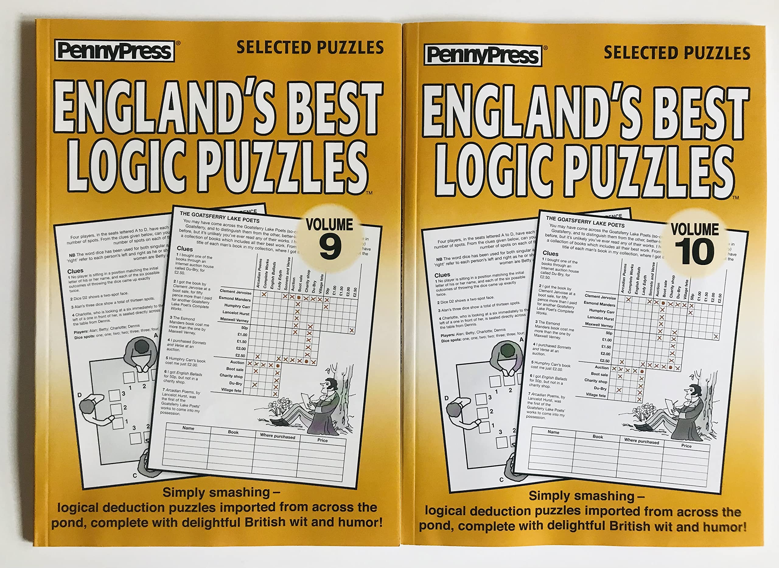 Set of 2 England's Best Logic Puzzles - Volumes 9 and 10 British Logic from The Penny Press Selected Puzzles Series
