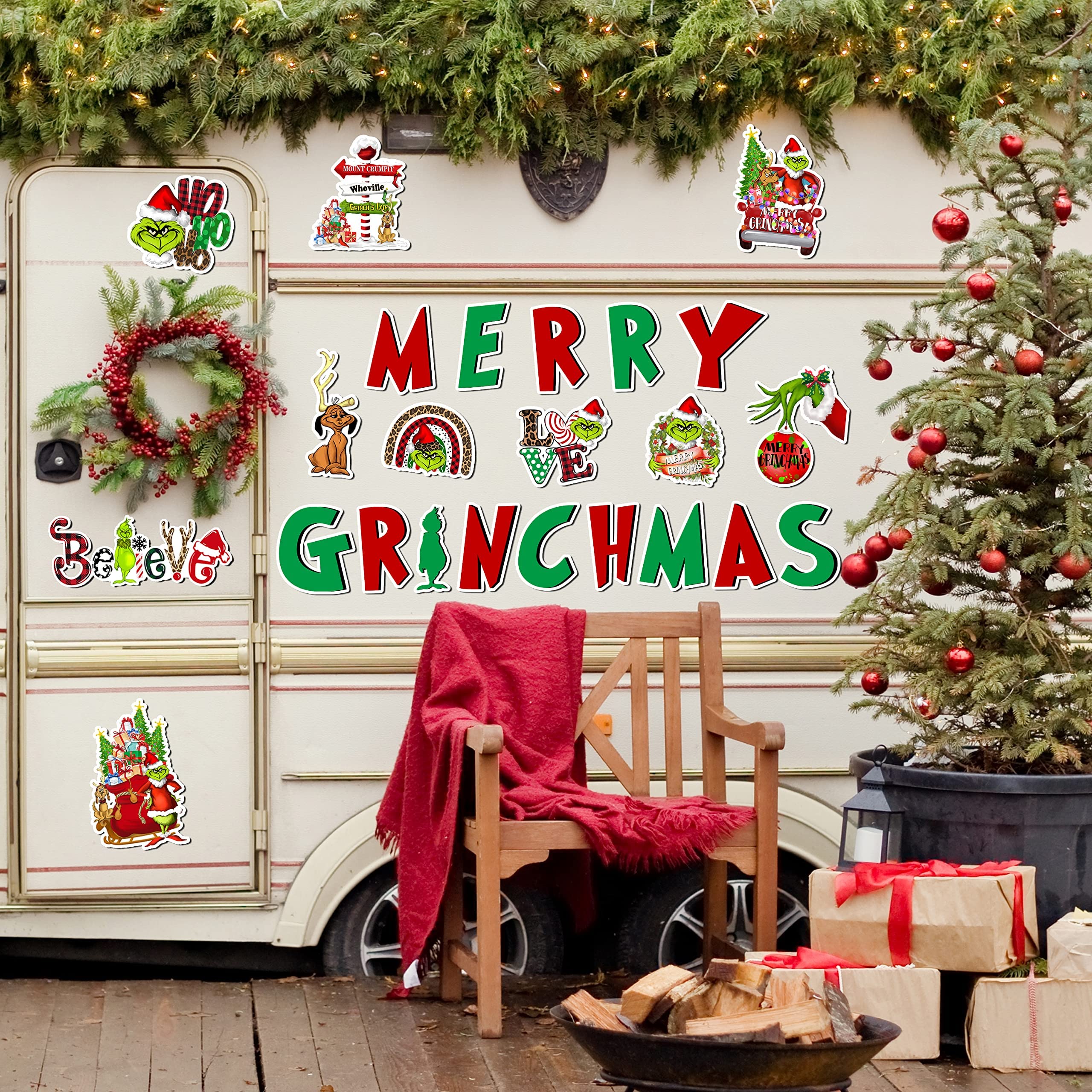 Christmas Garage Door Magnets Decor Set - 22 Pcs Merry Christmas Decorations For Door, Fridge, Car - View #2