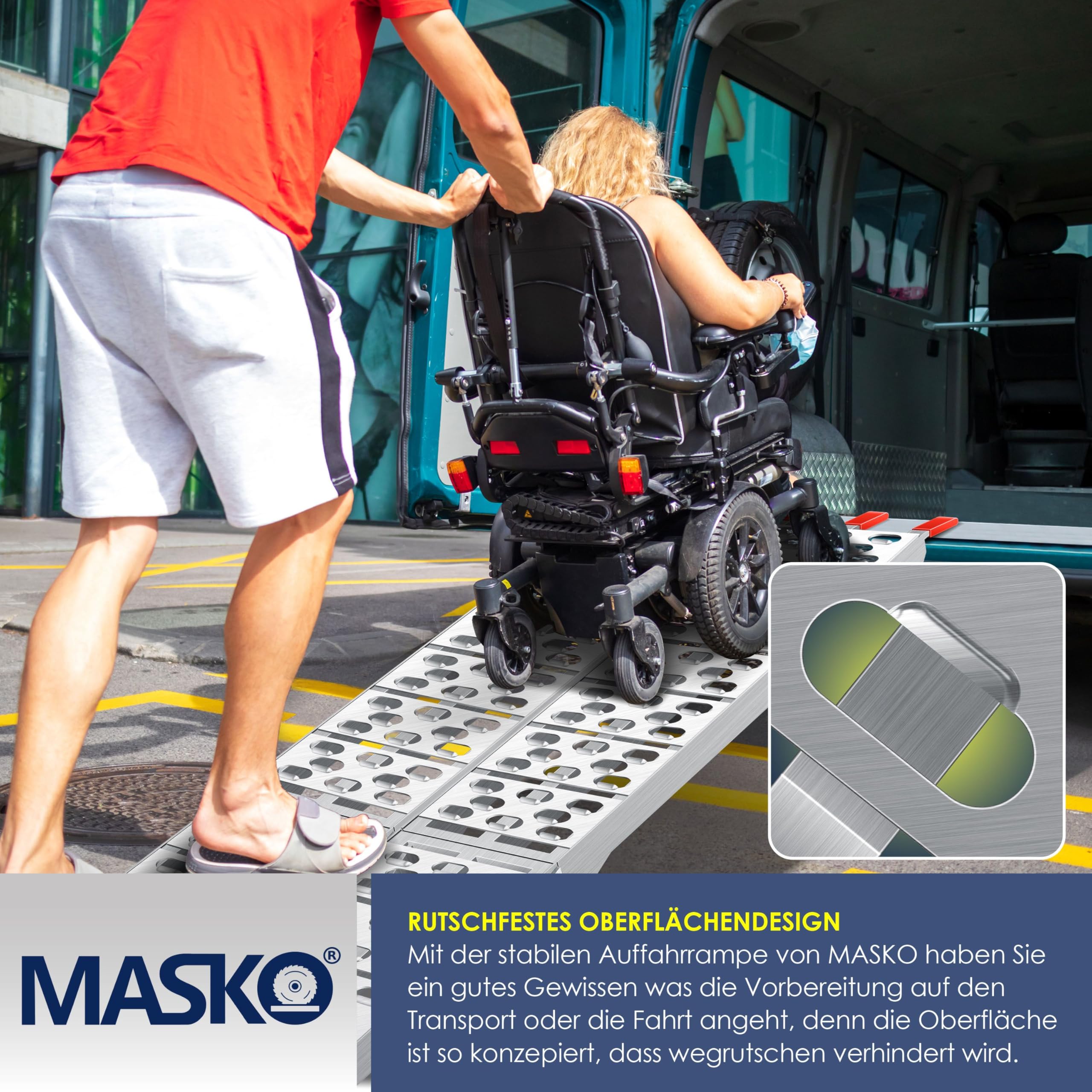 MASKO® Auffahrrampe 340kg Faltbare ALU Verladerampe Max 680kg* Pro Paar Verladeschiene Antirutsch Klappbar max. 340kg* pro Stück Motorrad ATV Quad PKW Auto Laderampe,1x Auffahrrampe Silber