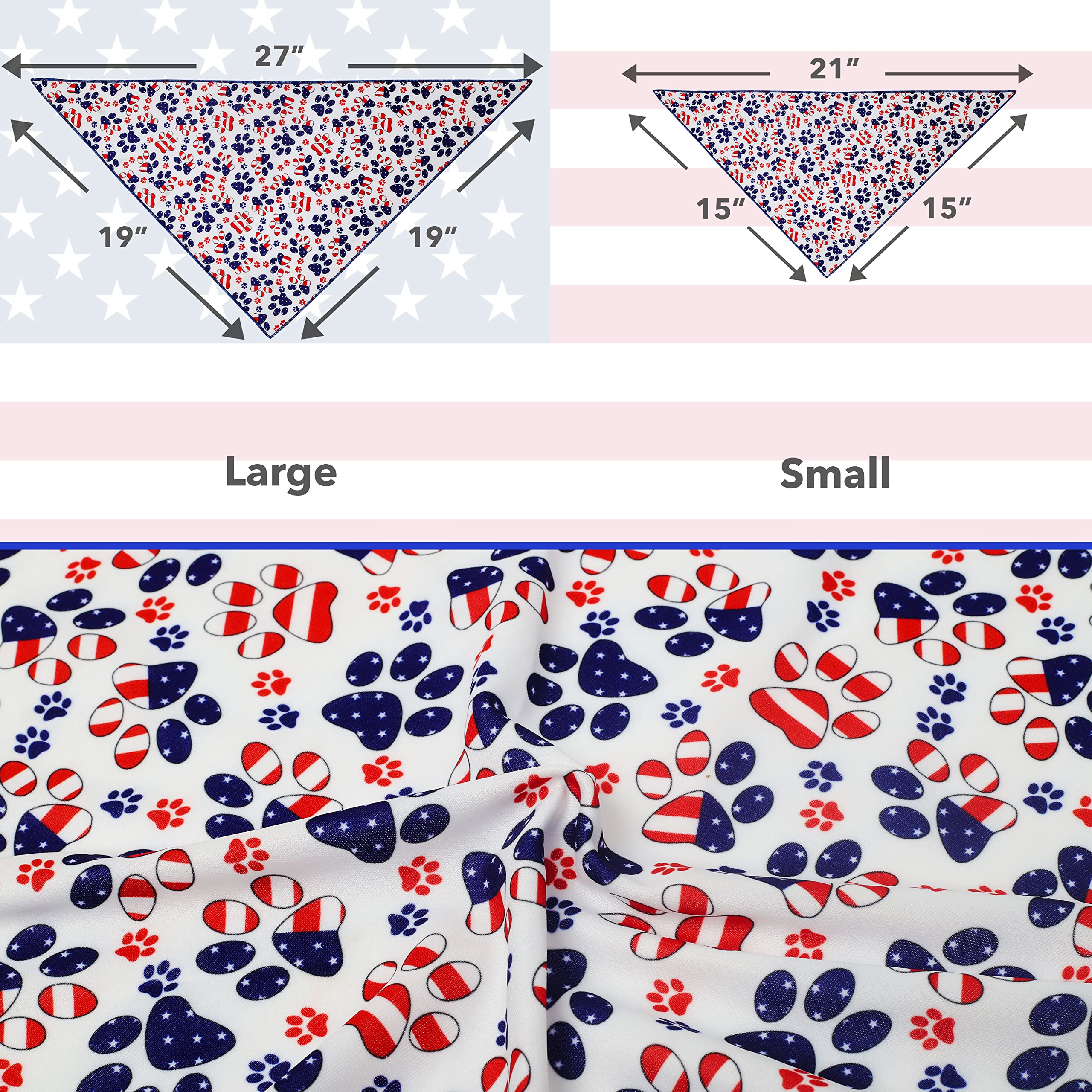 4. Juli Hundehalstuch Mit US-Flagge & Pfoten – Justierbares Bandana Für Kleine Bis Große Hunde