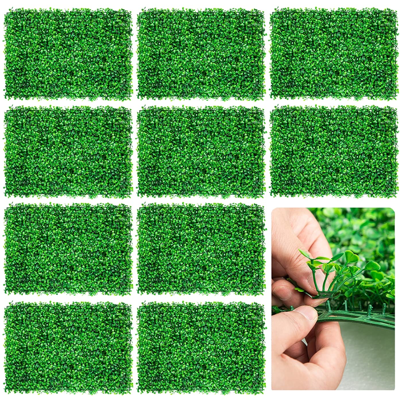 XQSSB40CM*60CM Artificial Plant Wall Decoration Boxwood Hedge Wall Panel Home Decor Fake Plant Grass Background Wall Privacy Hedge Screen,10pcs