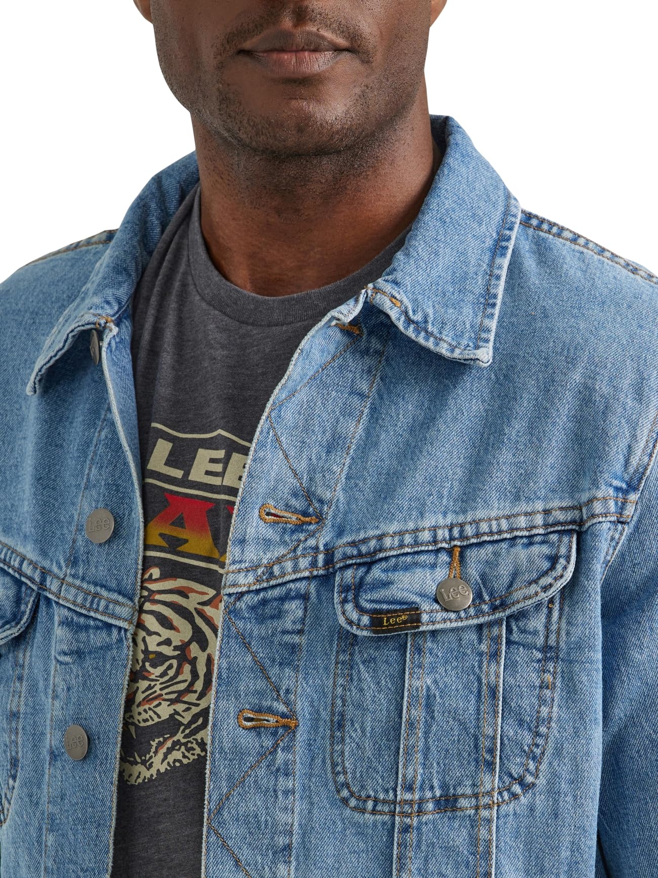 Lee Męska legendarna klasyczna kurtka Rider Denim, Niebieski Solo, S