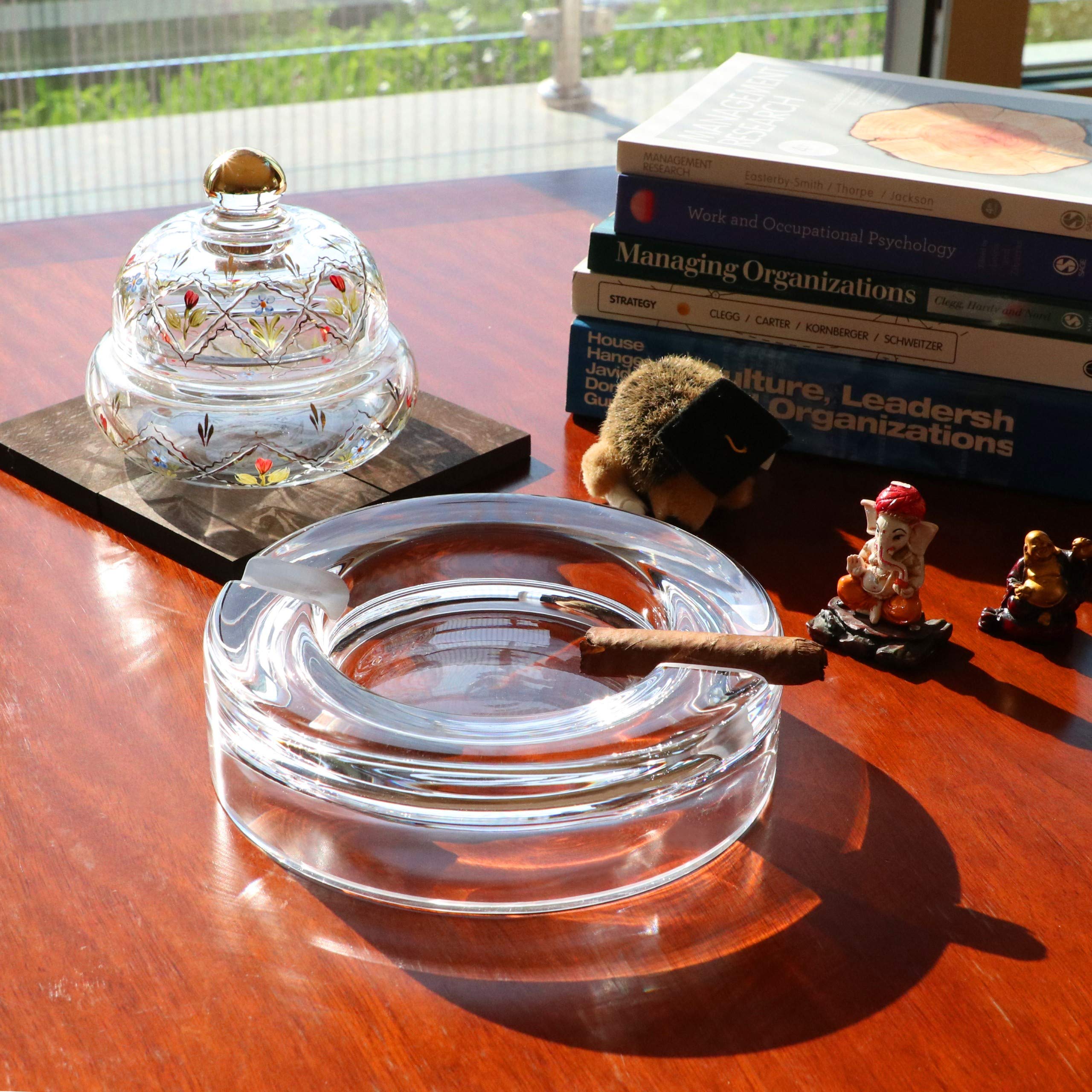 Item Name (aka Title): Pasabahce - Posacenere in Cristallo per Cortile, Fatto a Mano, per Esterni, Interni, casa, Ufficio, Hotel, Piscina, Ristorante, Round with 2 Holders