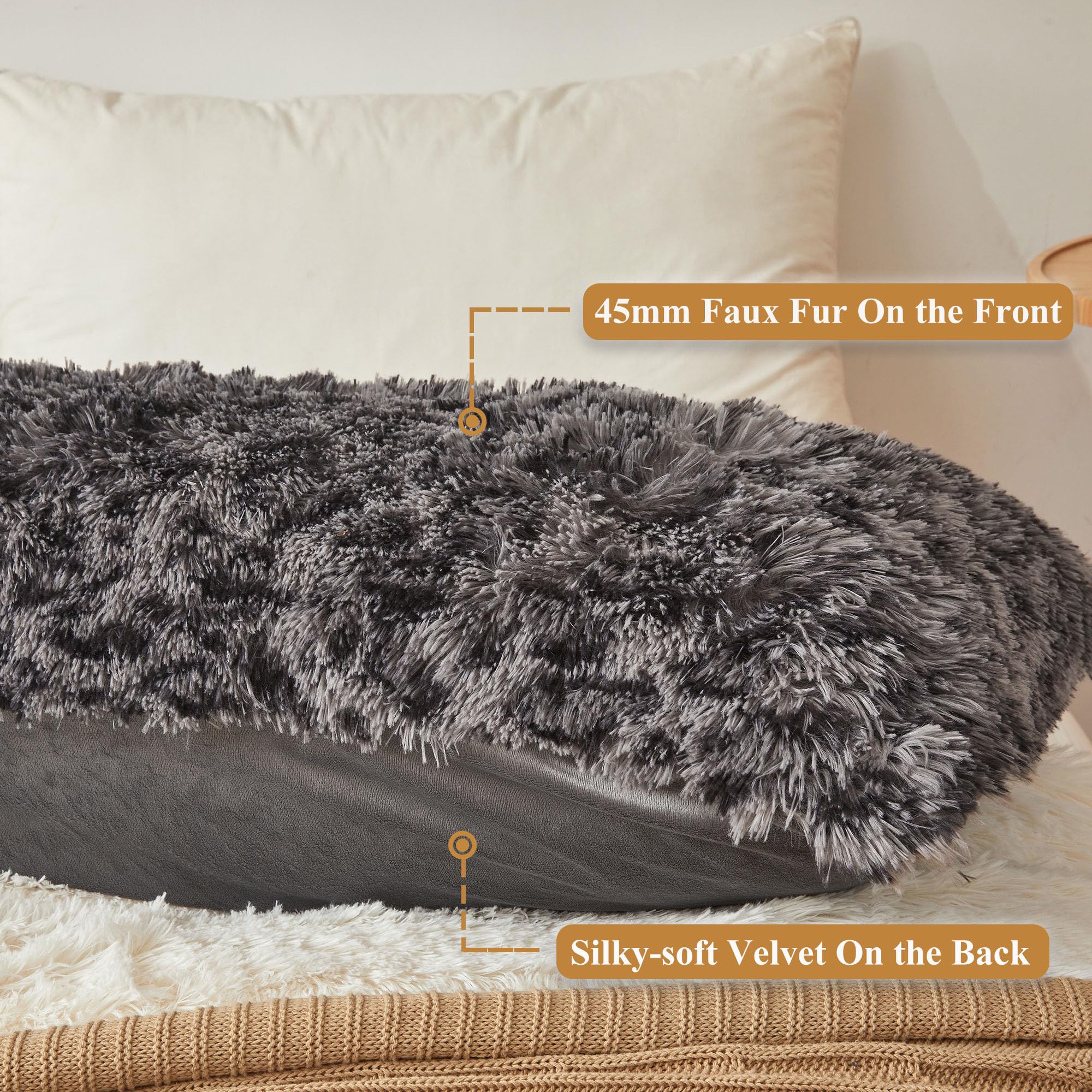 XeGe Fluffy Leopard Print Body Pillow Cover, Cheetah Print Plush - Main Image