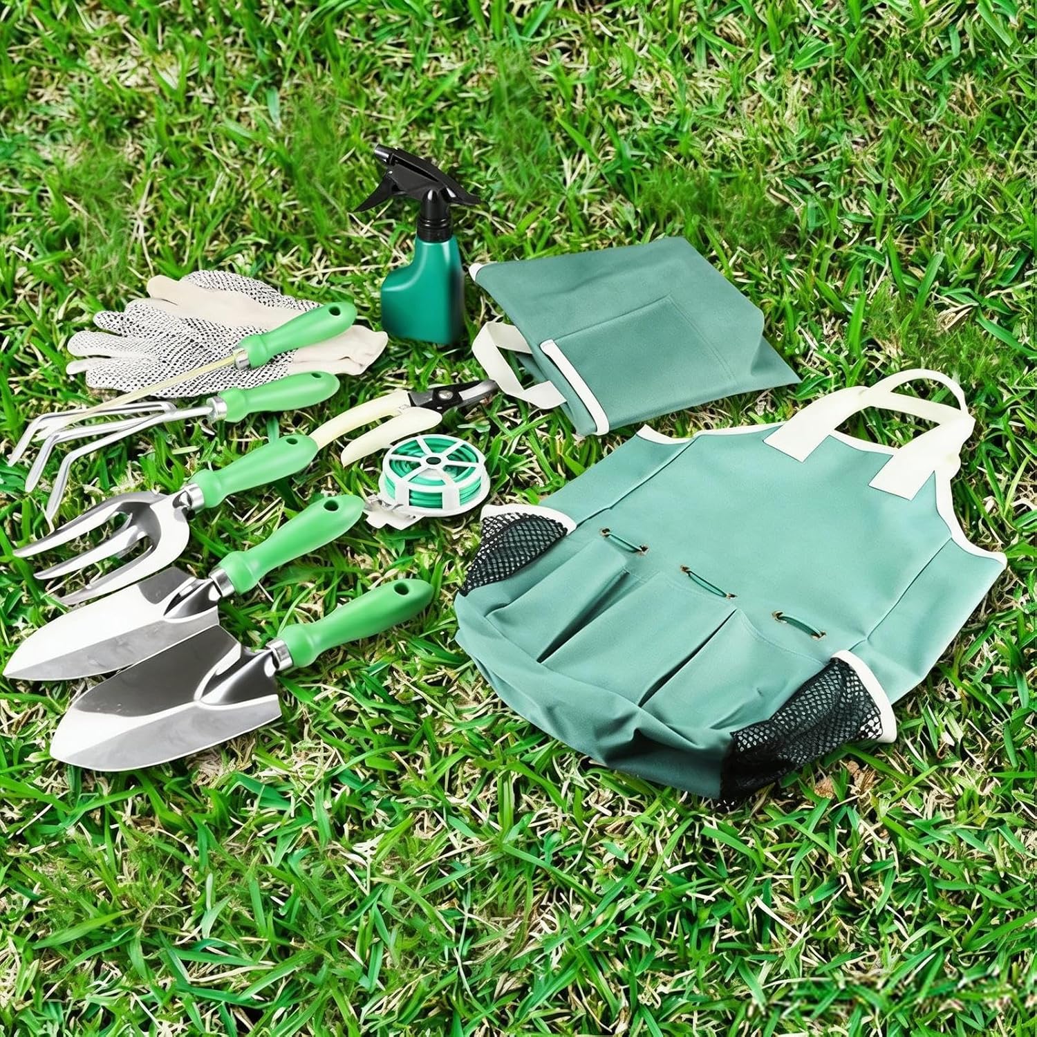 Gardening Tool Set Kit - Shears Shovel Rake, 11 Piece Gardening Tools Collection, Durable Steel Handle Material, Women Mom Beginners Plant Trees, Yard Garden Flower Men, For Lawn Outdoor Home Maintena