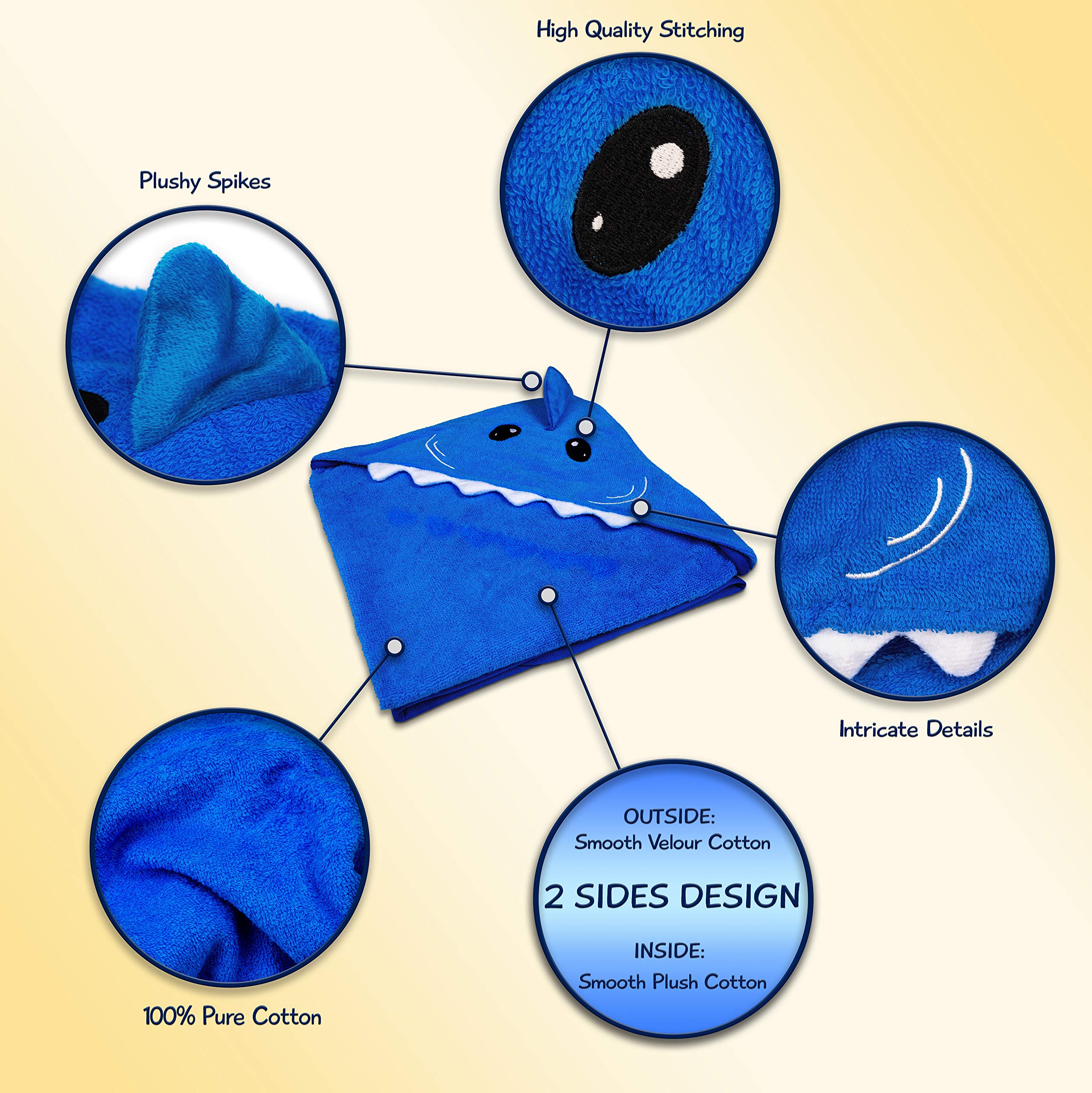 Hudz Kidz - Toalla para bebé con capucha, 100% algodón, perfecta para recién nacidos, Azul