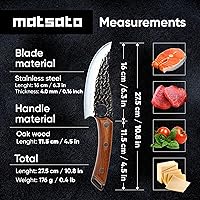 Vista 4 de Cuchillo de chef Matsato - Cuchillo de cocina perfecto para cocinar, cortar. Cuchillo de acero japonés para el hogar, barbacoa. Para equilibrio
