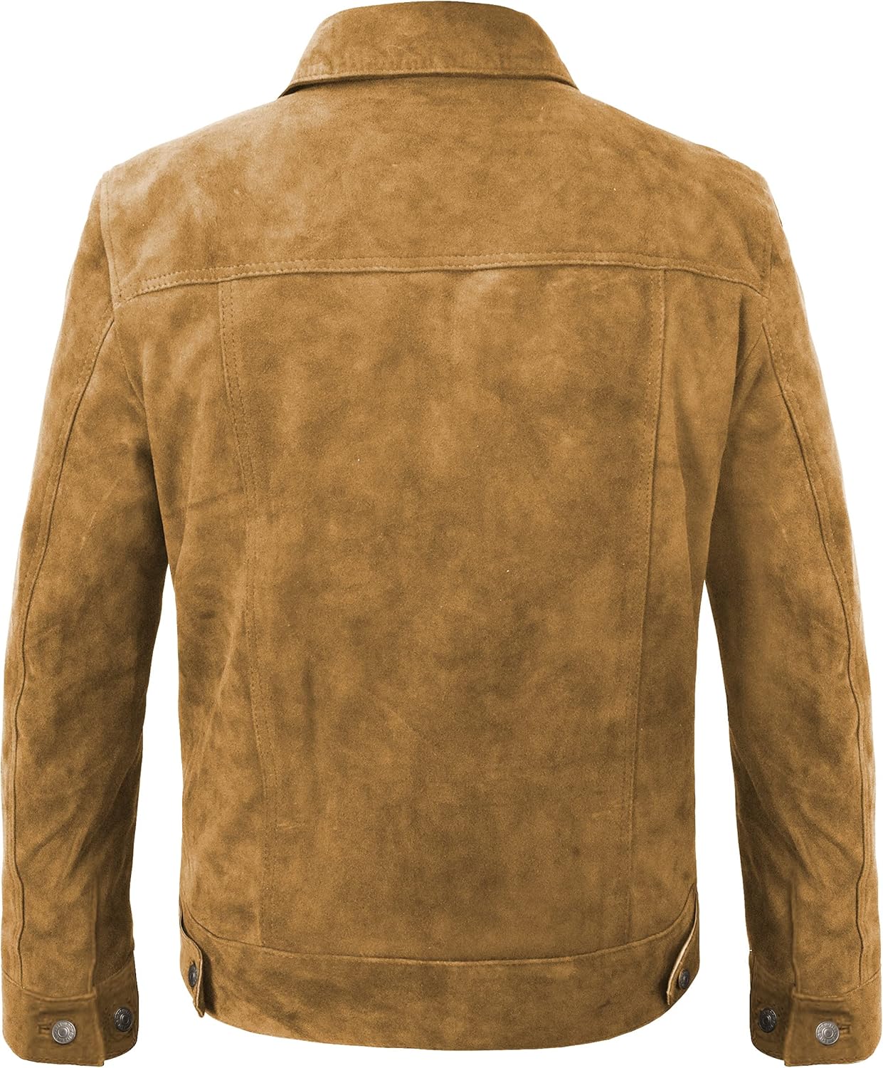 Suede Leather Trucker Jacket Men - Mens Western Style Cowboy Suede Leather Coat - Vintage Motorcycle Jacket - Image 4