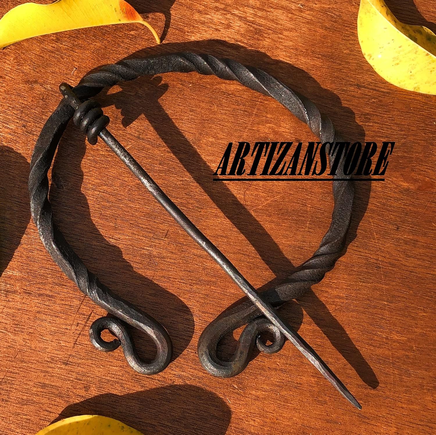 Large Twisted Penannular Brooch Cloak Pin Black