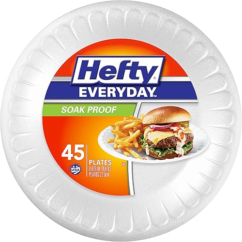 Miniatura 8 de Hefty Everyday - Platos de espuma para aperitivos, redondos de 7 pulgadas, 54 unidades (paquete de 8), 432 en total