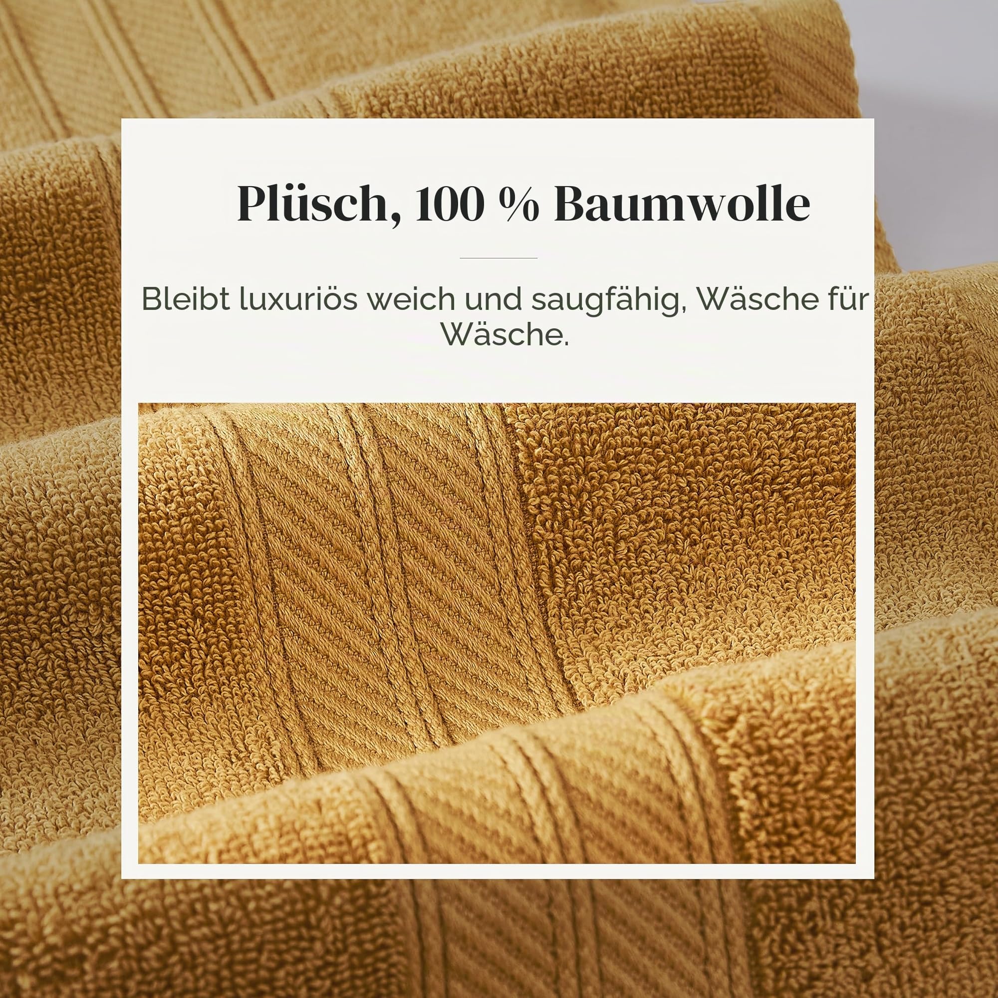Modern Threads Trefoil Filigran 6er-Handtuch-Set, 100% Baumwolle, Wendedesign mit garngefärbtem Jacquard, 2 Bade-, 2 Handtücher, 2 Waschlappen, saugfähig, schnelltrocknend, weich und langlebig, Gold