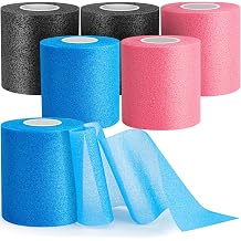 AYNAUHX 6 Pack Pre Wrap for Hair Soccer، Multi Color Athletic Prewrap Tape Headbands، Foam Sport Underwrap Pre-Wrap، 2.76 Inches X 12 Yards - Pink، Black، Blue