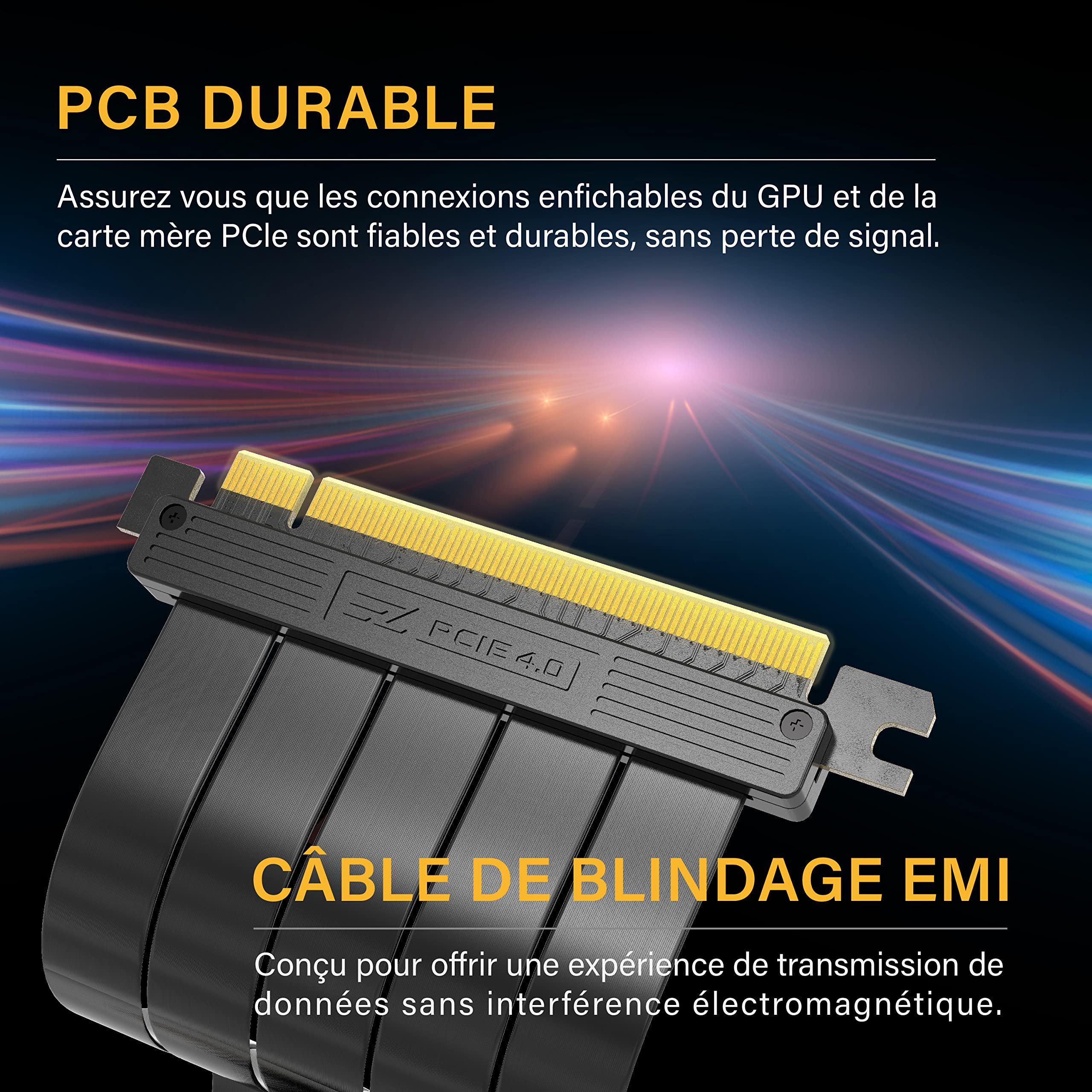 EZDIY-FAB PCIE Gen 4 16x câble de montage haute vitesse extrêmement flexible PCI Express 4.0 ports carte d'extension GPU-connecteur droit [11.8in/30cm]