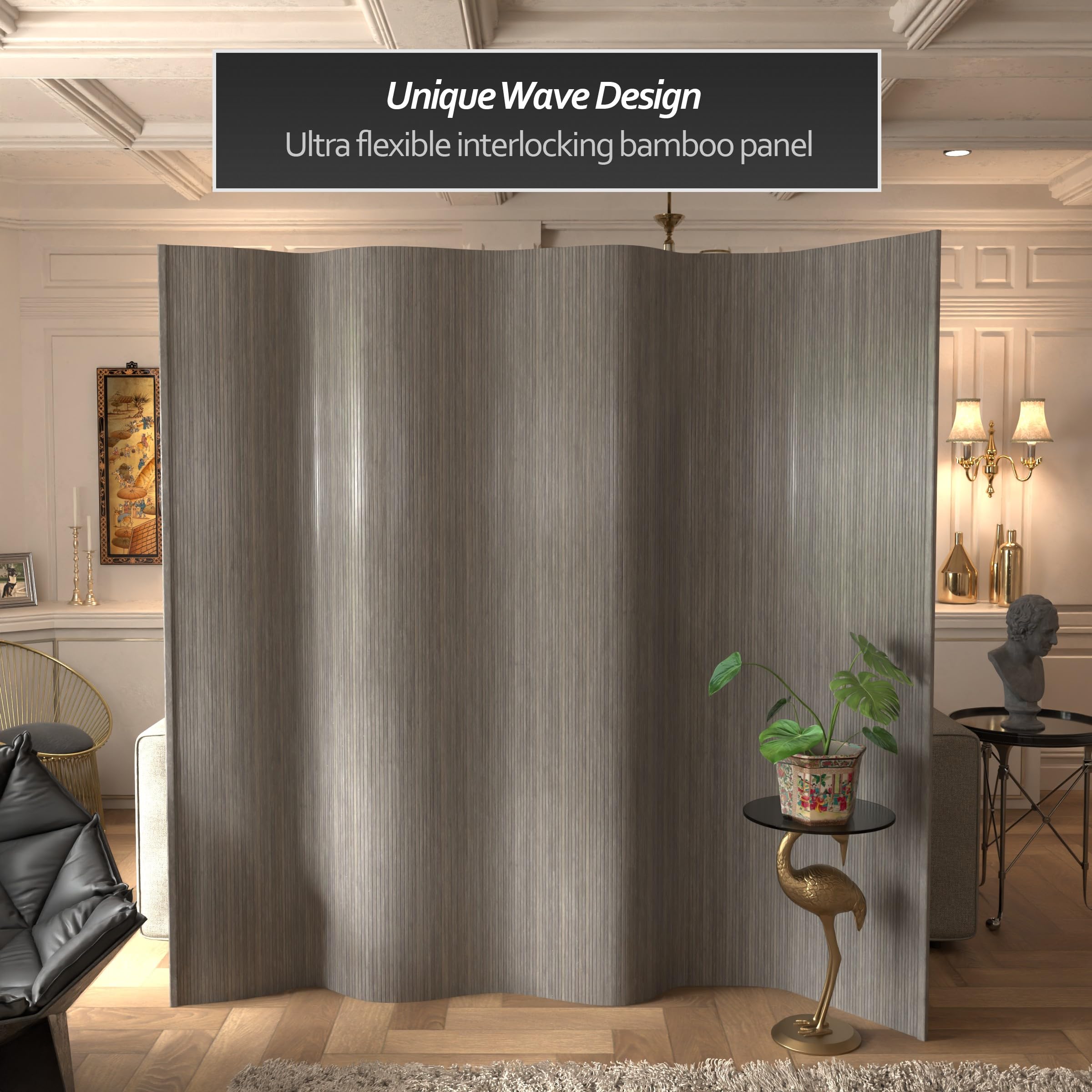 インテリアボード100✖️70 Amazon.com: Red Lantern 7 ft. Tall Bamboo Wave Screen - Grey