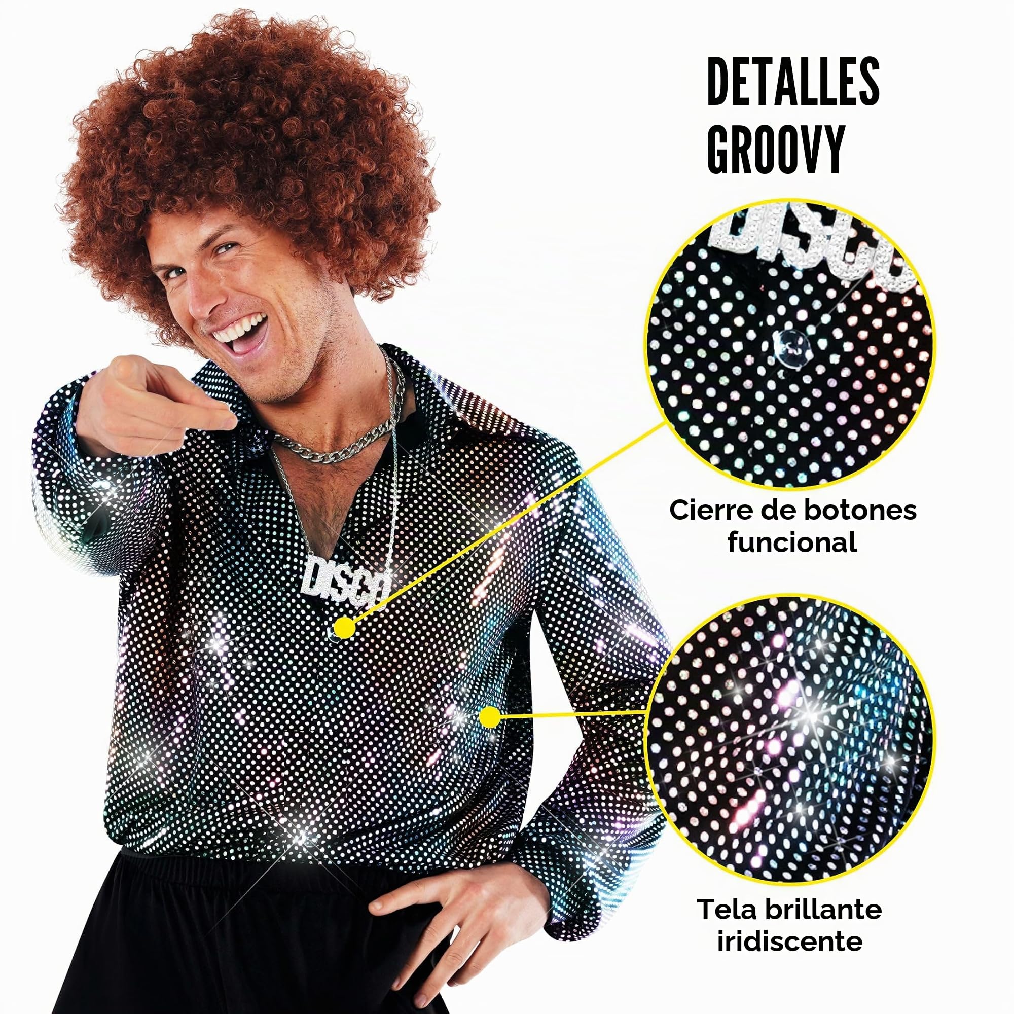 Morph Disfraz Disco Hombre Años 70, Disfraces para Carnaval y Halloween