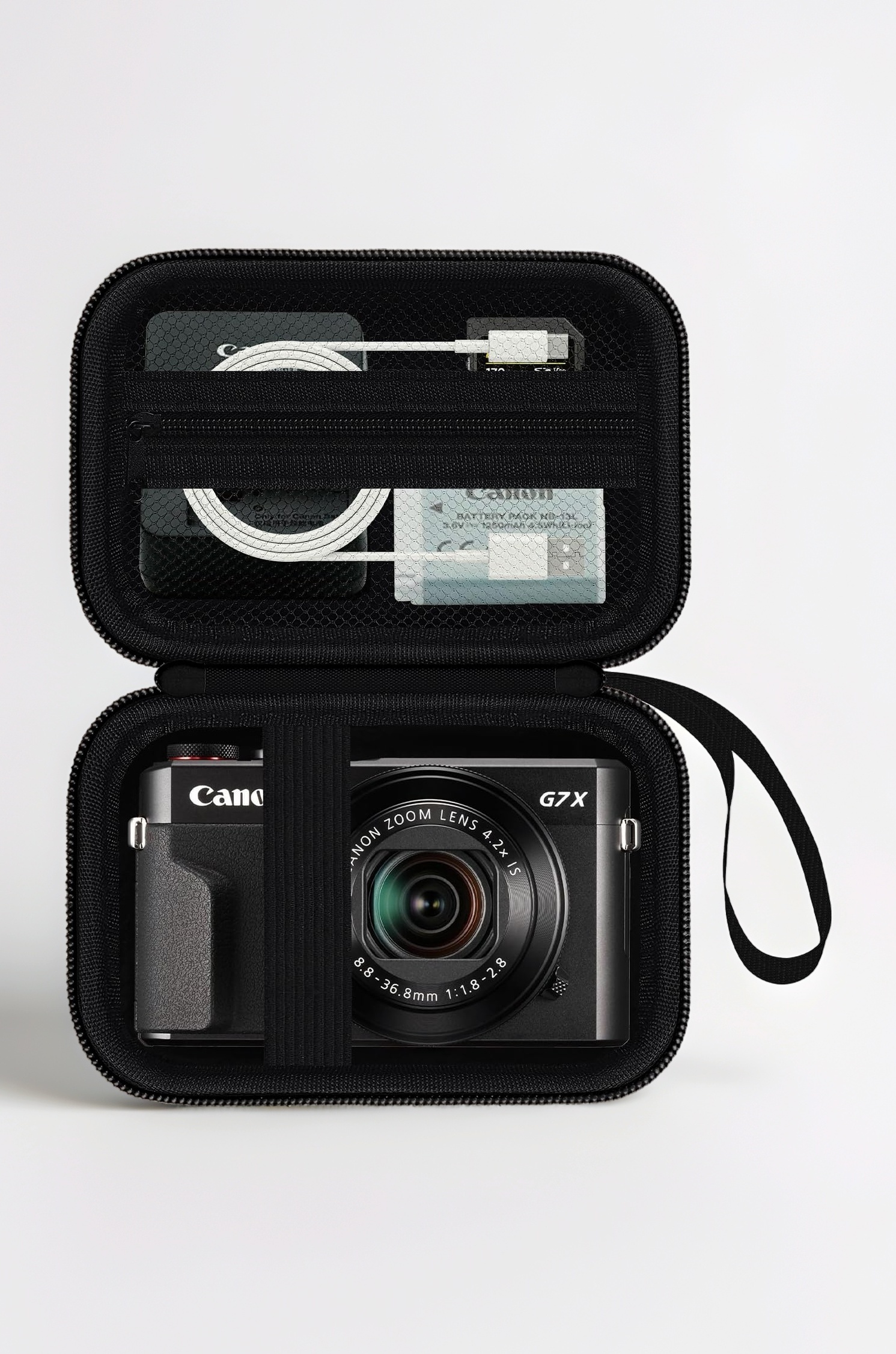 HESPLUS - Canon PowerShot G7 X Mark II/G7X Mark III/G9 X Mark II Digital Camera Case, Protective Case for 4K Digital Camera, Hard Travel Storage Bag, Pocket, Black/White, Travel