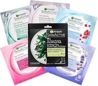 Garnier Peel Off Beauty Face Mask Skin Care Bundle, Intense Hydration, Dermatologically Tested, 6 Tissue Mask (6 x 32 Millilitre)