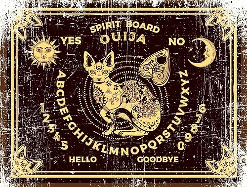 Placa de metal con texto en inglés For Spirit Ouija, placa de metal de gato parlante, placa de 12 x 8 pulgadas, estilo vintage, rústico, pared,