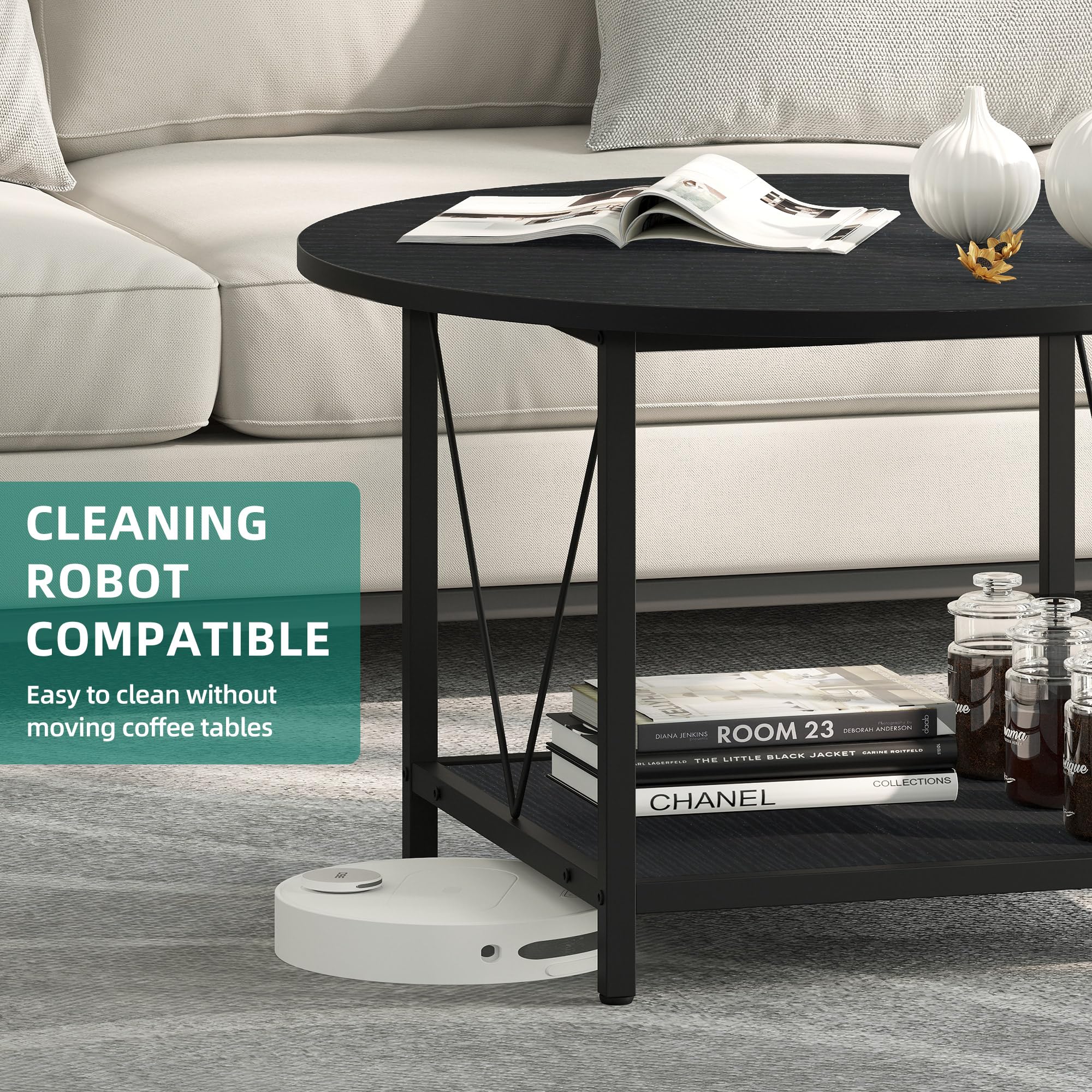 Snapklik.com : YITAHOME Round Coffee Table,Rustic Wood Coffee Tables ...