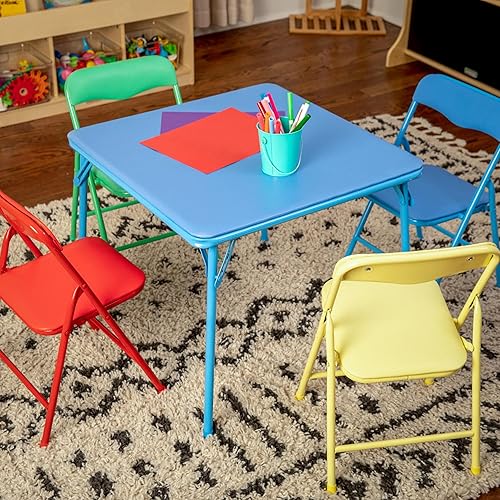 Flash Furniture - Juego colorido de mesa y sillas plegables de 5 piezas para niños Flash Furniture - Juego colorido de mesa y sillas plegables de 5 piezas para niños