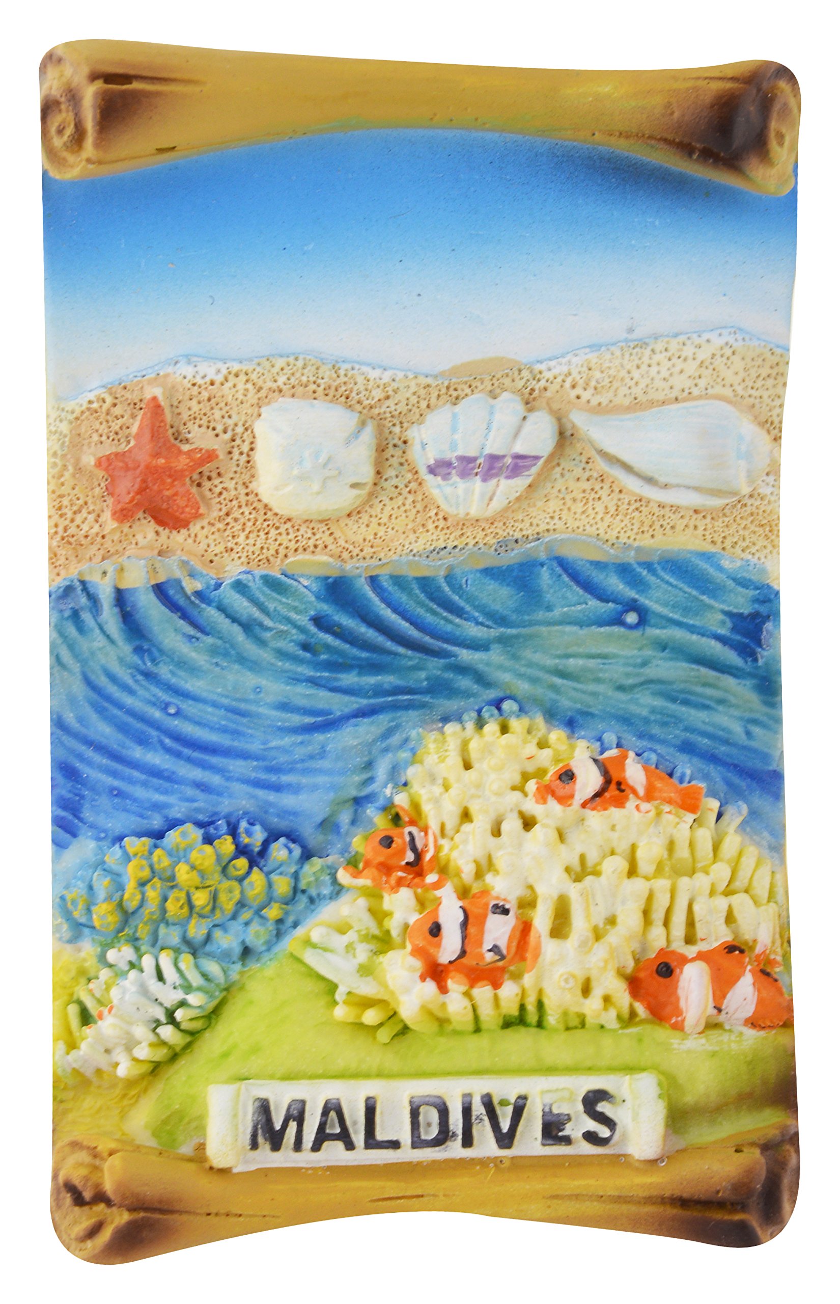 Temple Trees Maldives Scroll Hand Painted Fridge Magnet - TSC M081