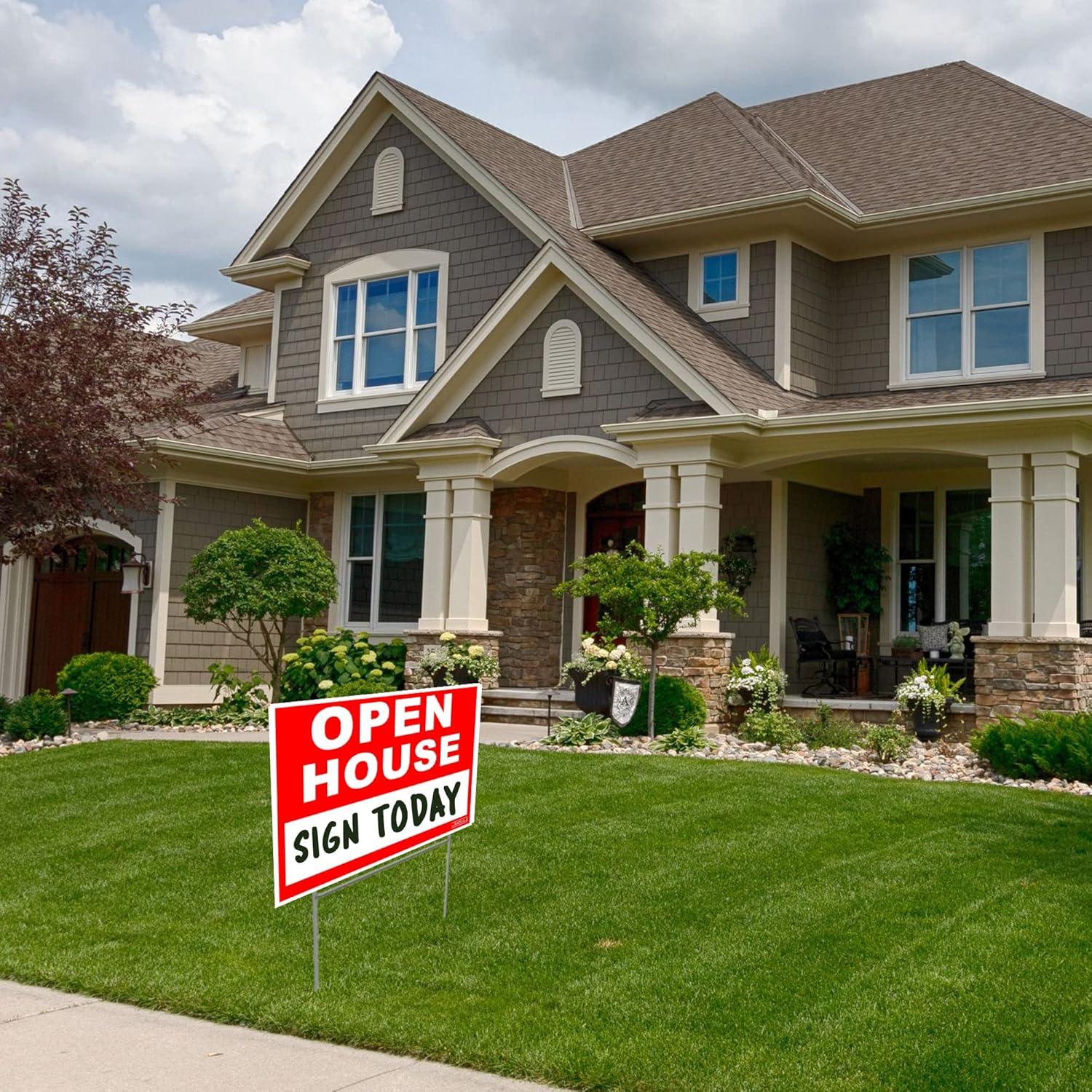 24" x 18" - UV Ink Yard Sign - Corrugated Plastic - Printed Front & Back - with Metal Ground Stake included - Open House Sign (2)
