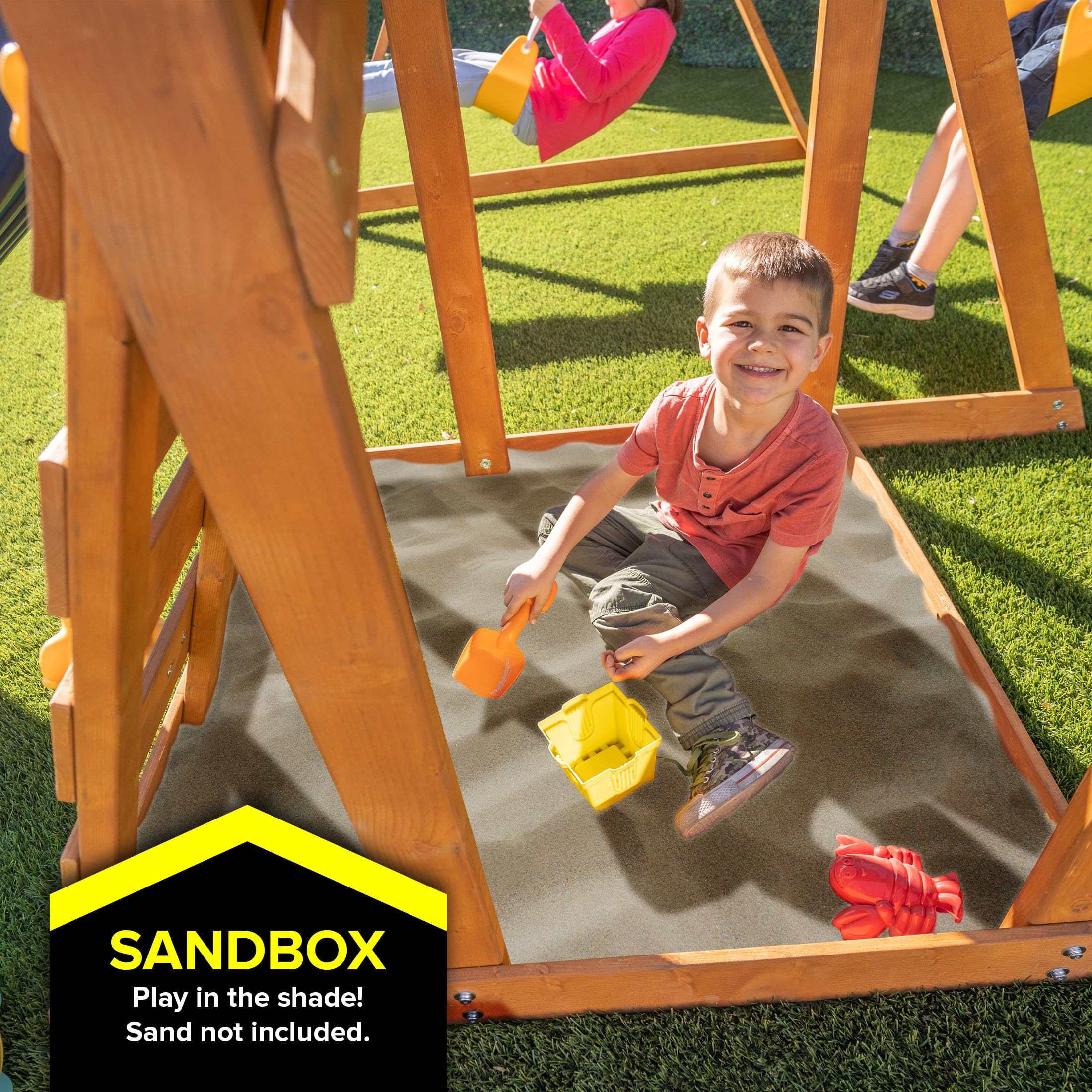 Sportspower North Peak Wooden Swing Set with Heavy Duty AFrame & 6ft