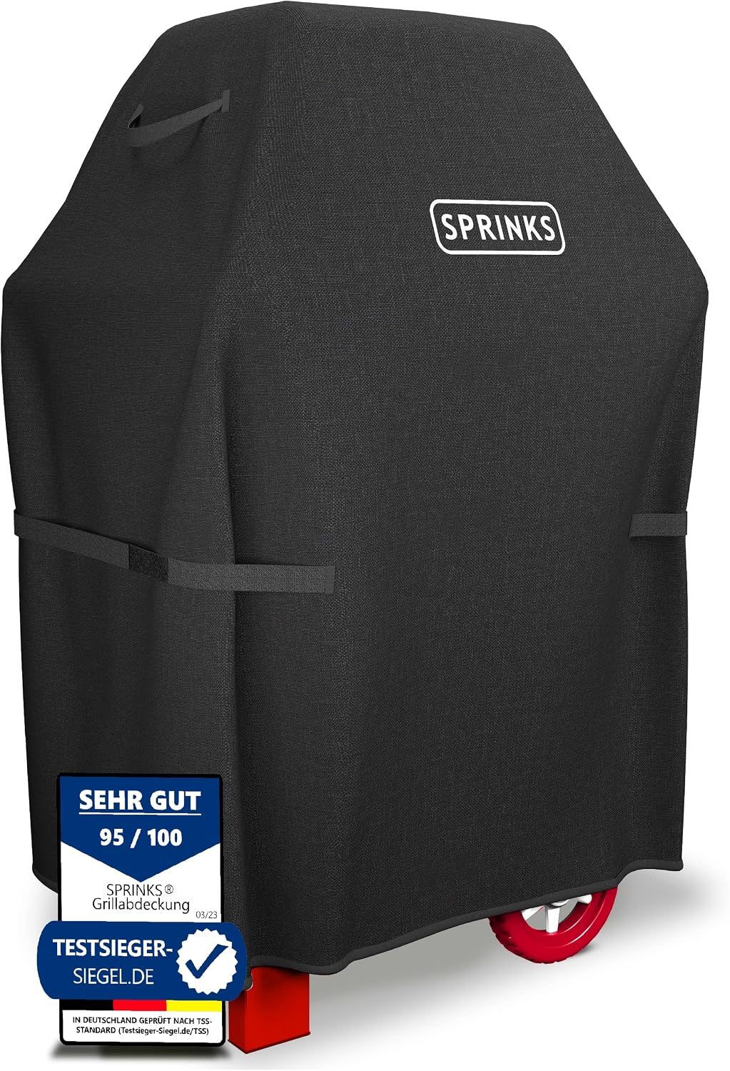 (-33%) SPRINKS® Grillabdeckung WETTERFEST Grill Abdeckhaube Hochwertige Abdeckung für Weber, Napoleon, Enders - EXTRA Griffen Gasgrill Oxford 600D Gewebe [77x67x110cm] - Grill Cover (Schwarz)