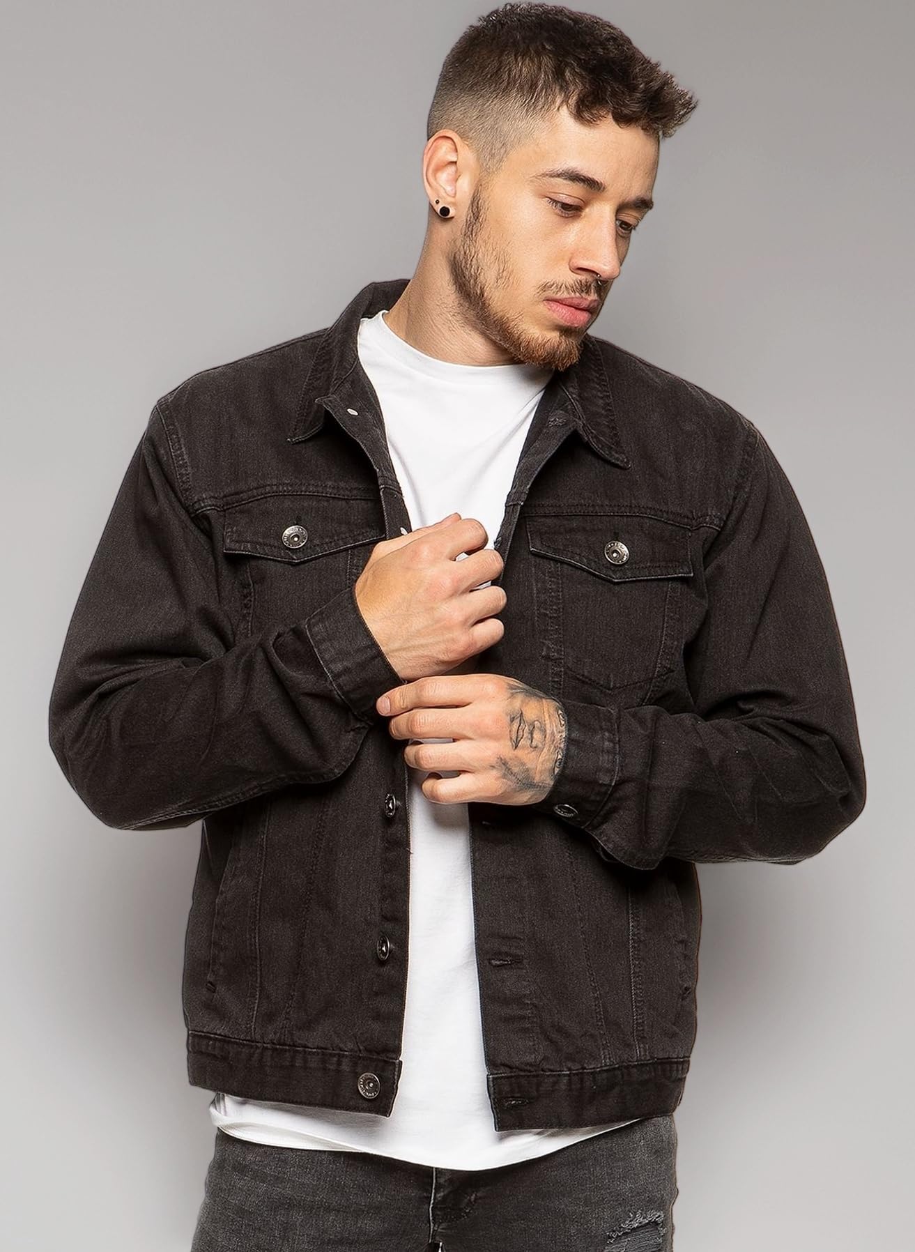 Mens Designer Denim Jacket Western Classic Style Trucker Vintage Style Coat