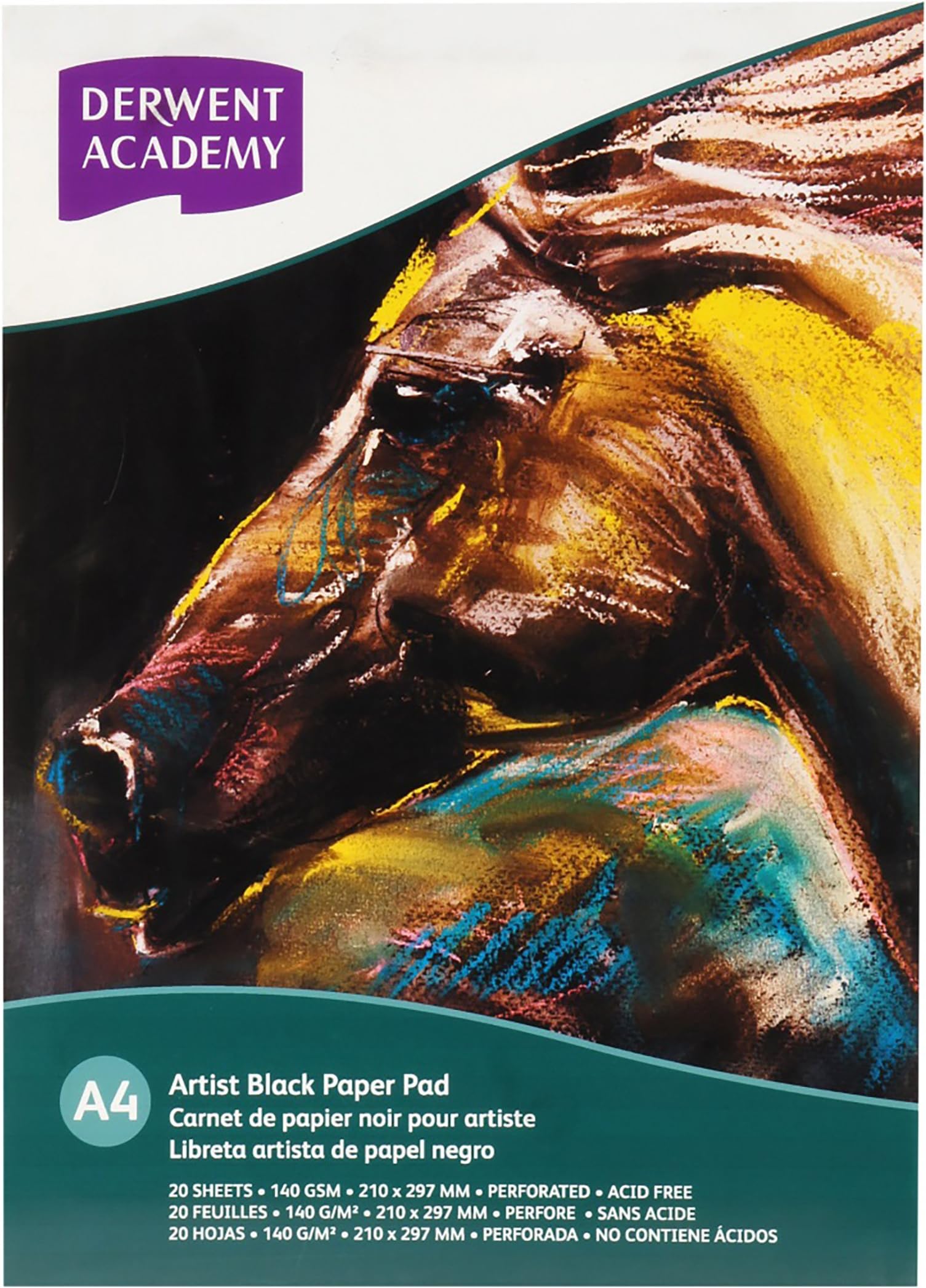 Derwent Academy Black Paper Pad 20 Sheets, 140 GSM (A4 Portrait)