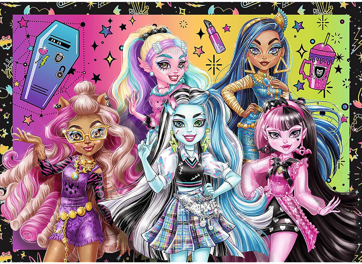 Trefl, Monster High 4-in-1 Electrifying Day, 4 Puzzles, from 35 to 70 Pieces - Different Difficulty Levels, for Children from 4 Years, 34655, Multicoloured