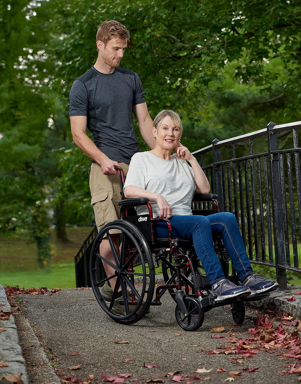 Drive Medical RTLREB18DDA-SF Rebel Lightweight Wheelchair with Swing-Away Footrest, Red : Health & Household