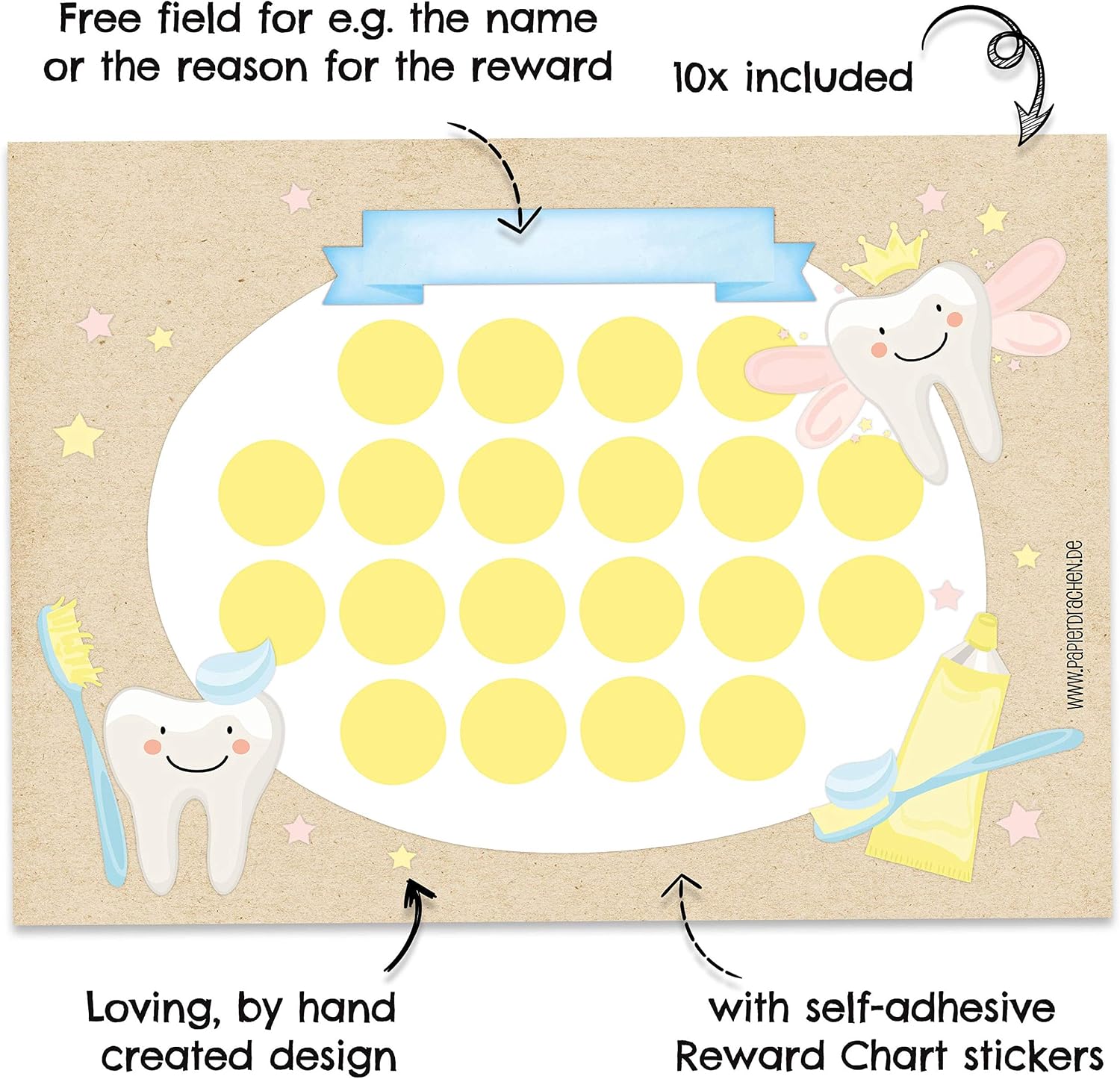Papierdrachen Reward chart set for children in a 10-sheet tear-off pad, Motivating design as an educational aid - Image 5