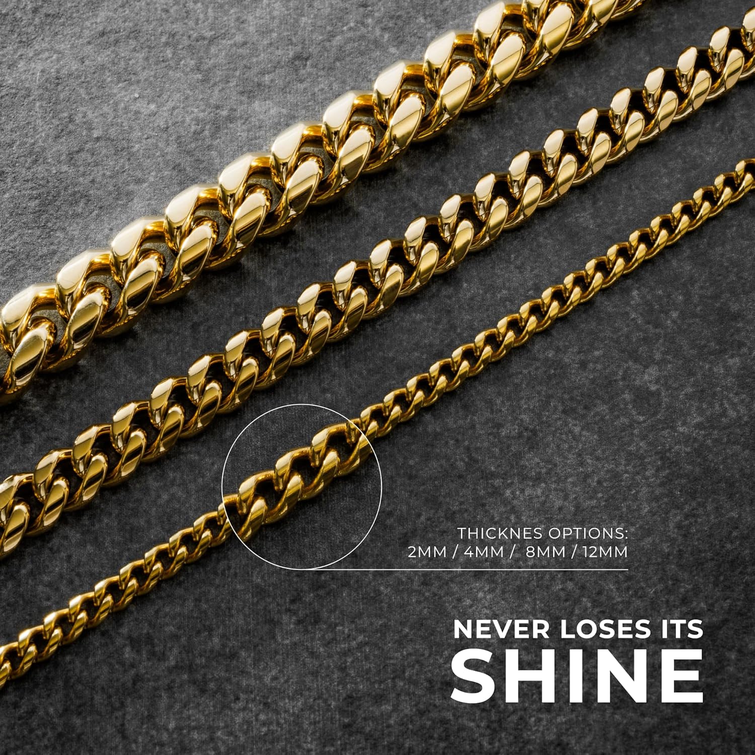 CRAFTD - Gold Cuban Link Chain - Durable 18K Gold & 316L Stainless Steel - Waterproof, Heat & Sweat Resistant - Gifts for Men - Men's Jewelry