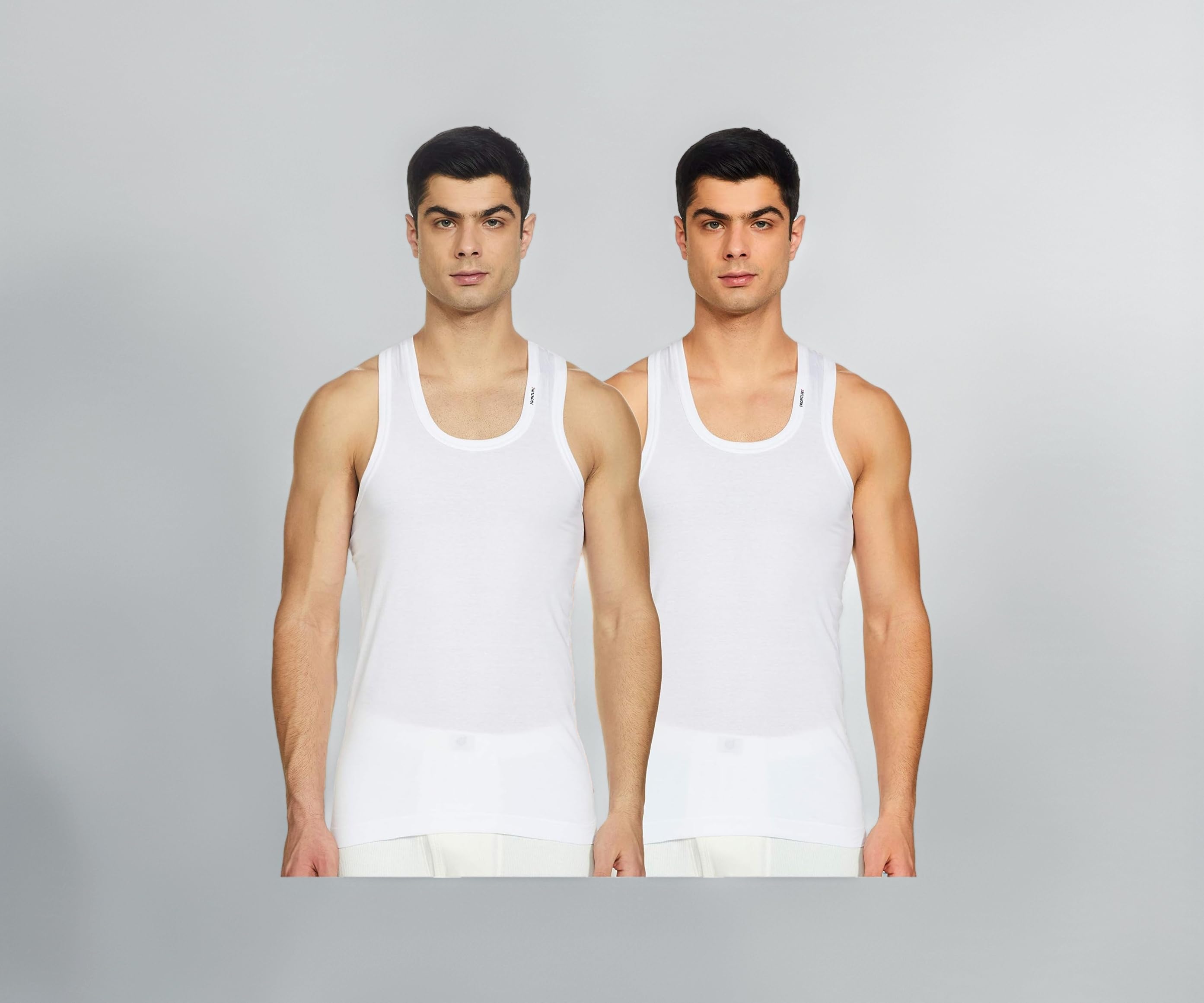 Rupa Frontline Sleeveless Vest for Men, 100% Cotton Material, Round Neck, Regular Fit, Pack of 2