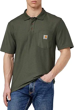 Carhartt Men's Loose Fit Midweight Short-Sleeve Pocket Polo, Moss, X-Large