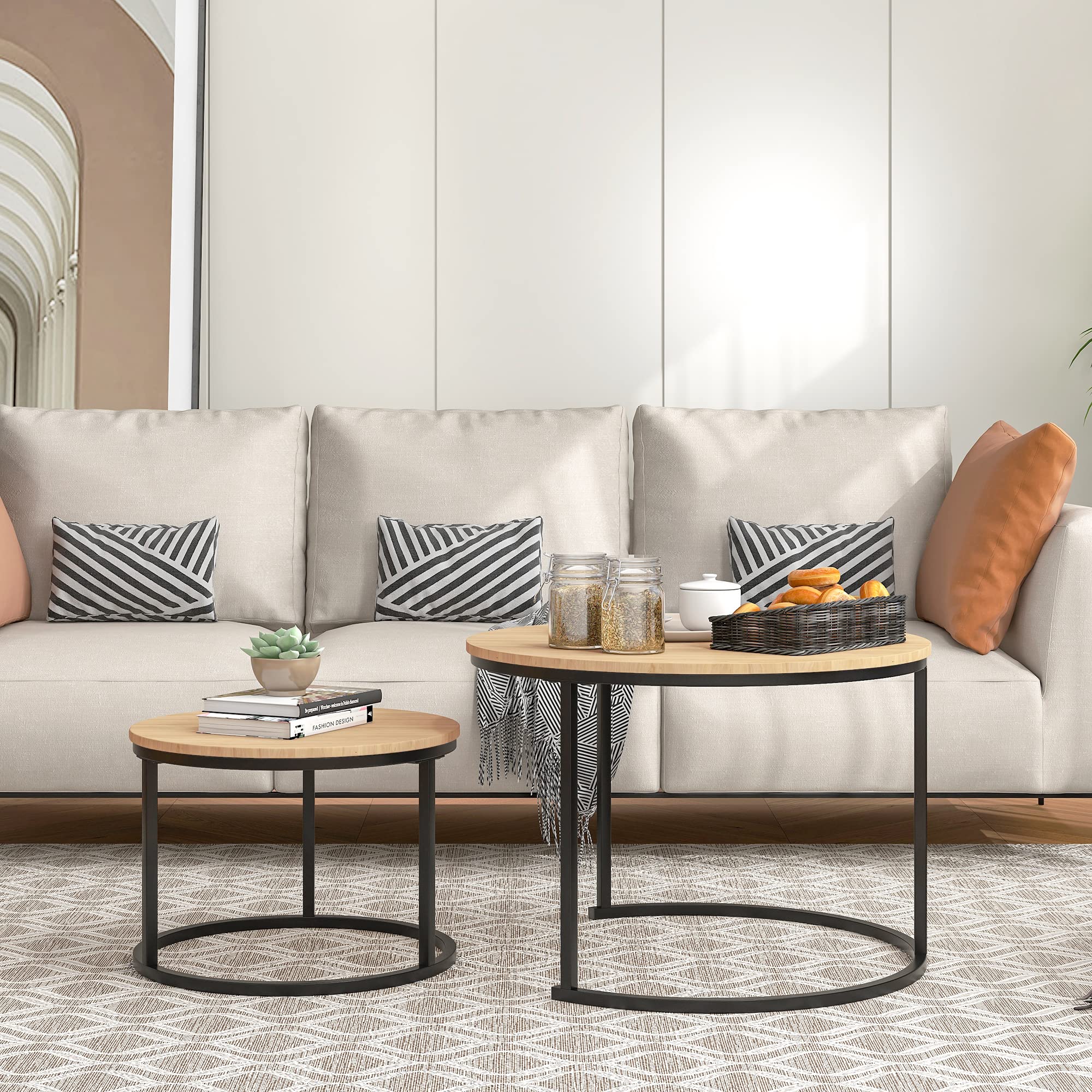 Fluted Nesting Coffee Table Set Of Nesting Tables For Living