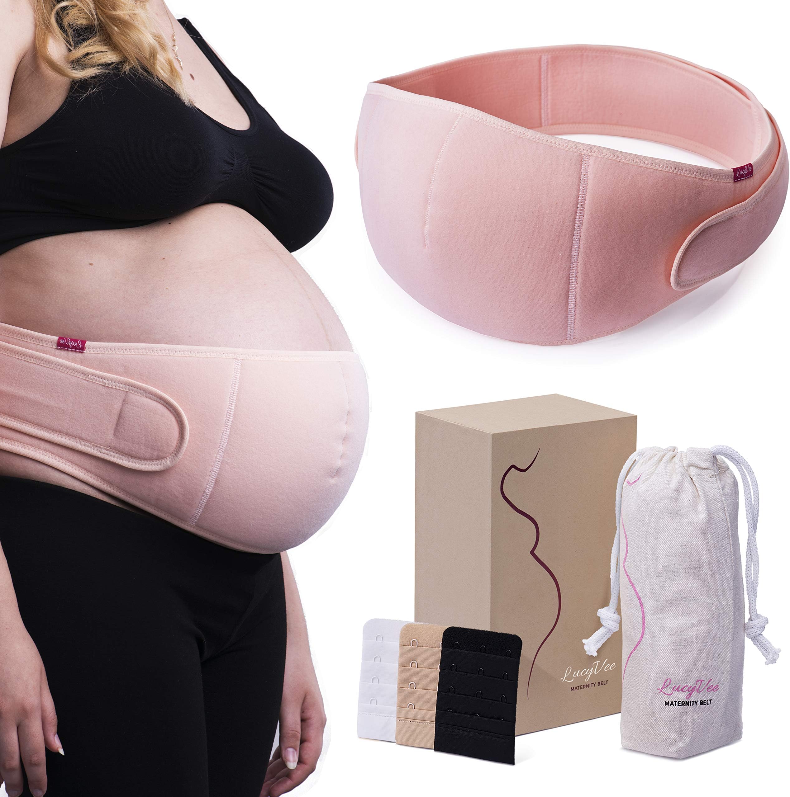 Maternity Belt - Comfortable Pregnancy Support for back & pelvic pain relief with adjustable straps. Ergonomic shape, breathable fabric, one size, nude