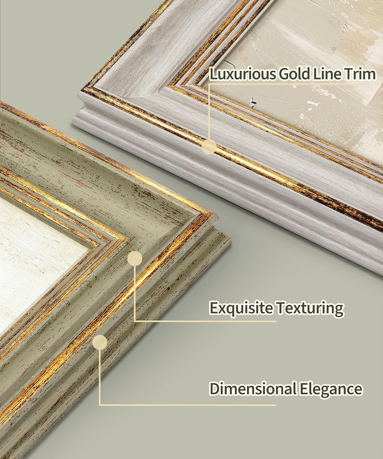 Sonefreiy 8x10 Picture Frame, White Gold Vintage Antique Retro 8 x 10 Photo Frame Desk and Wall Hanging Wedding Gift for Mom Grandma Family Friends