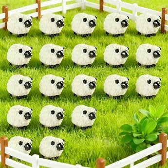 Pack of 20 Mini Sheep Figures Cute Decorative Sheep Garden