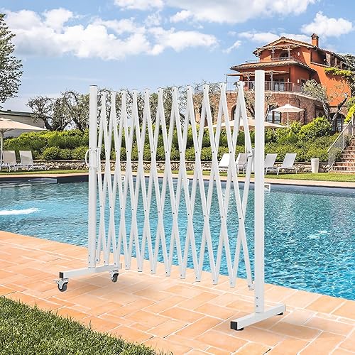 Miniatura 6 de Valla de barrera de metal expandible para perros, puerta de barricada portátil con ruedas, puerta plegable para mascotas para interiores y