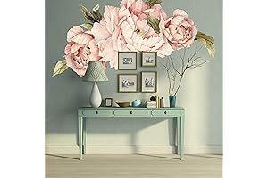 Murwall Pink Peonies Wall Decals Floral Wall Decal Peel and Stick Wallpaper Sticker