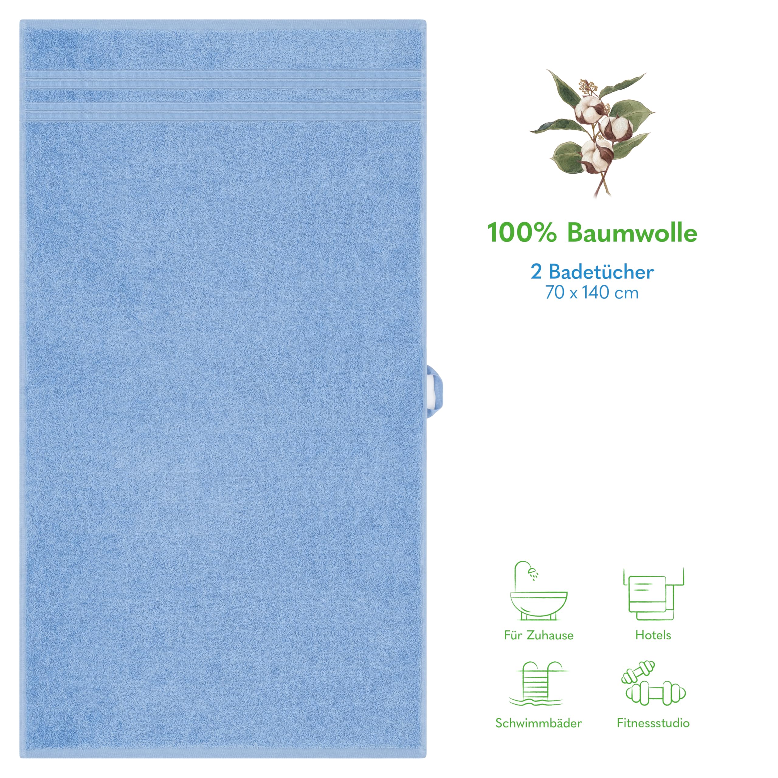 Hammetex Badetücher 2er Set 70x140 cm – Bild 4