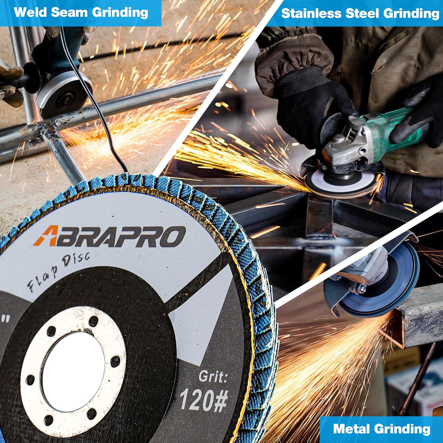 10 Pack Zirconia Flap Disc, 120 Grit, Angle Grinder Sanding Disc, 4-1/2 inch Grinding Wheels, Flap Wheel Type 29 for Metal Grinding, Blending and Smooth Finishing