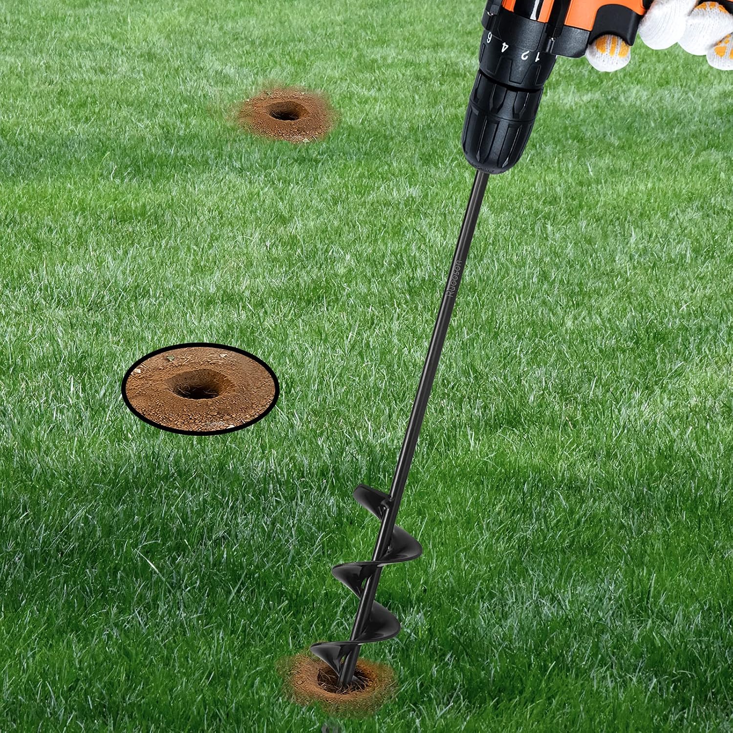 Auger Drill Bit for Planting Ruooson 1.9X14.5 in Garden AugerSpiral Easy Planter Rapid Planter Plant for 3/8" Hex Drive <1Pcs>. (1.9x14.5 in)