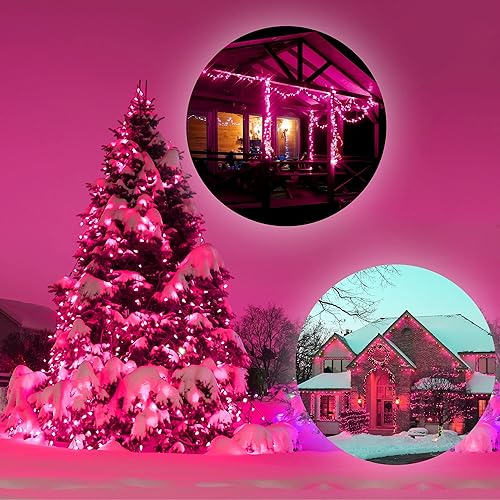Miniatura 4 de Juego de 100 mini luces de Navidad rosadas, alambre blanco de 20.6 pies, decoración tradicional de San Valentín, Pascua, vacaciones para el hogar,
