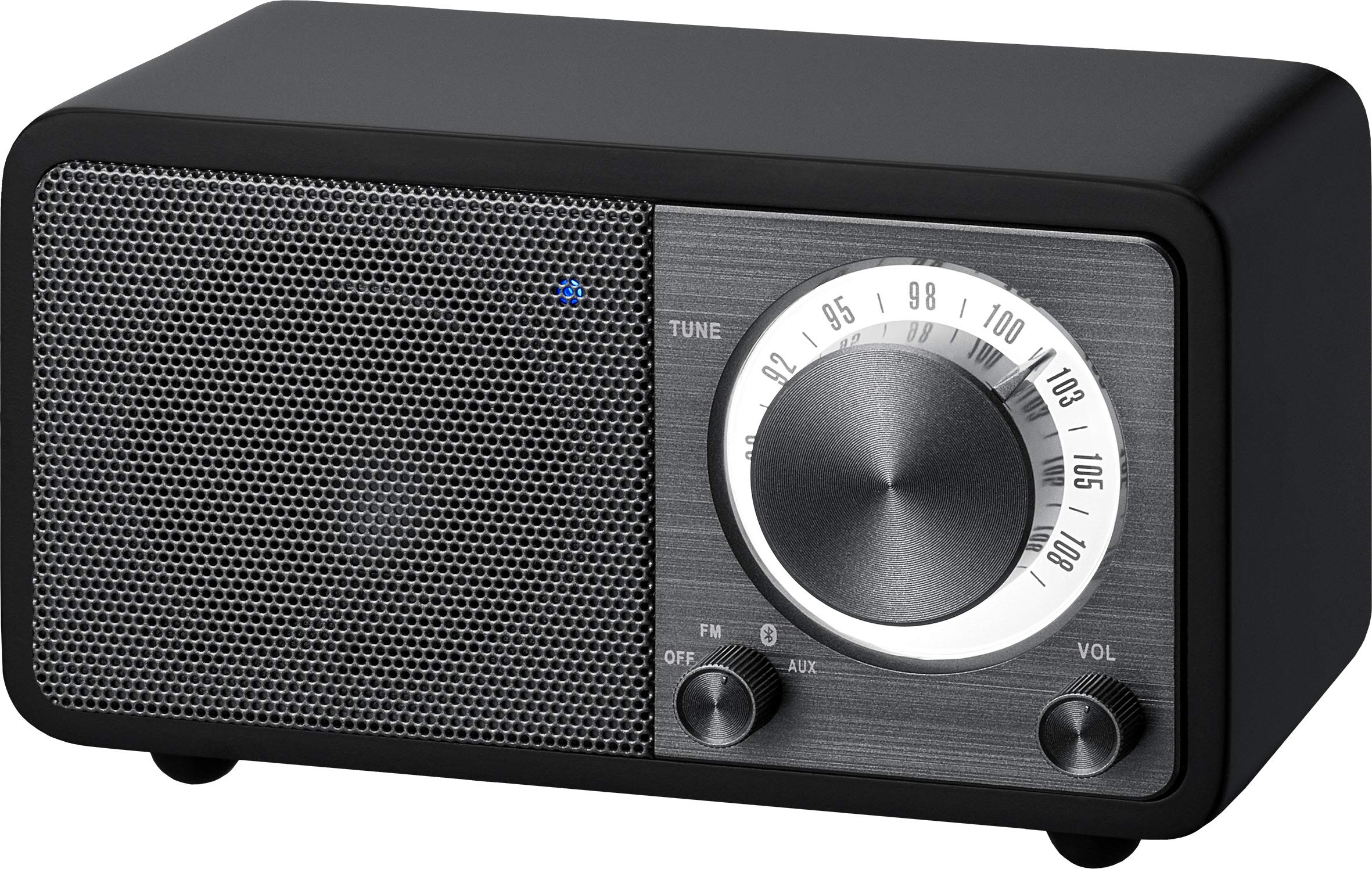 SANGEAN WR-7 – Kompaktes, tragbares Radio mit FM, Bluetooth, integriertem Akku, edlem Echtholz-Gehäuse, Matt-Schwarz