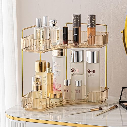 Organizador esquinero de baño, organizador de perfumes, bandeja de maquillaje para tocador, estante de almacenamiento de cosméticos, estante de
