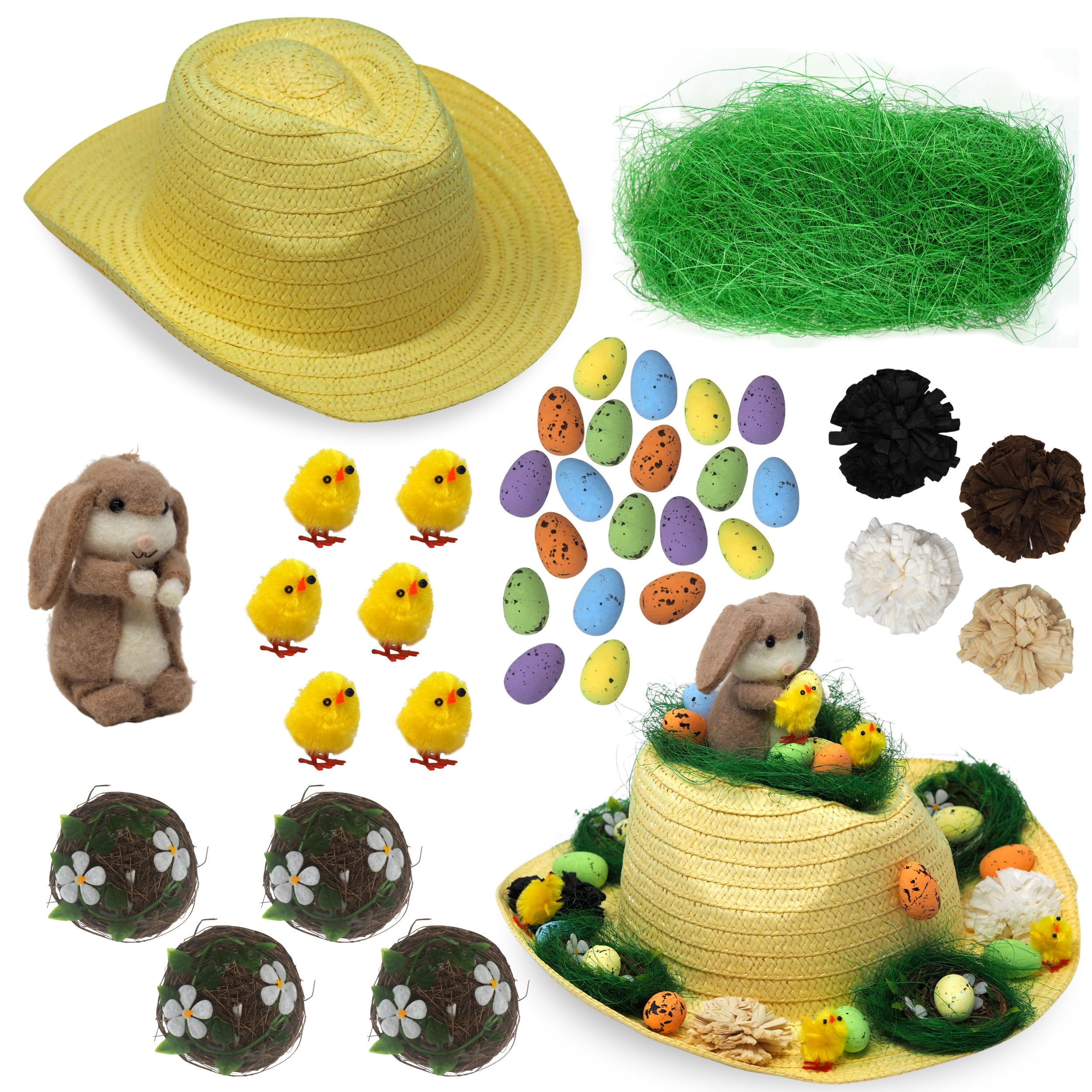 Blue Whale Gifts Boys Yellow Make Your Own Easter Bonnet Cow Hat Complete Kit - Brown Bunny