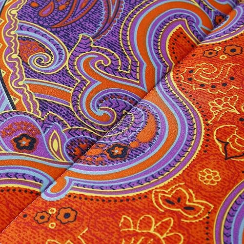 Miniatura 6 de Juego de edredón reversible de 7 piezas de estilo bohemio en una bolsa, tamaño King, colorido estilo bohemio rojo y azul, (1 edredón, 1 sábana